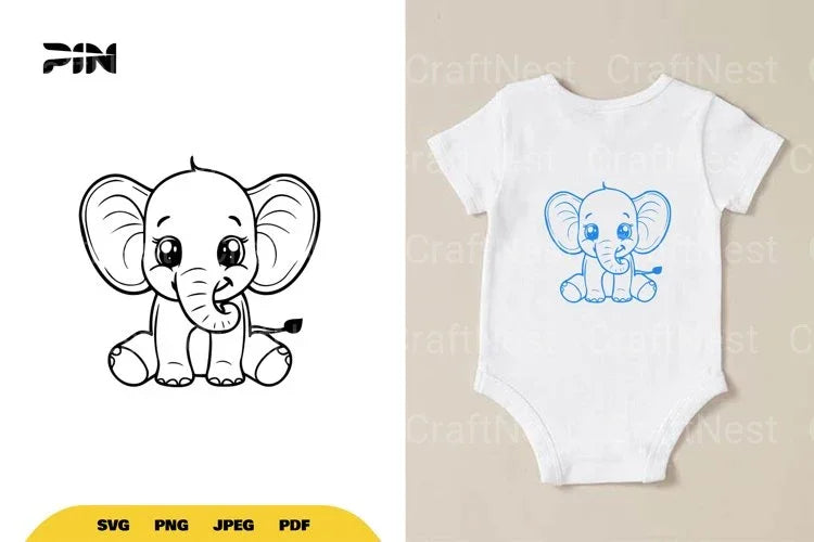 Kawaii Cute Elephant SVG Bundle - CraftNest - Digital Crafting and Art