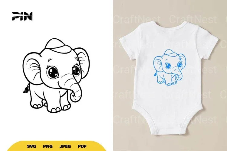 Kawaii Cute Elephant SVG Bundle - CraftNest - Digital Crafting and Art
