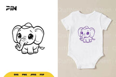 Kawaii Cute Elephant SVG Bundle - CraftNest - Digital Crafting and Art