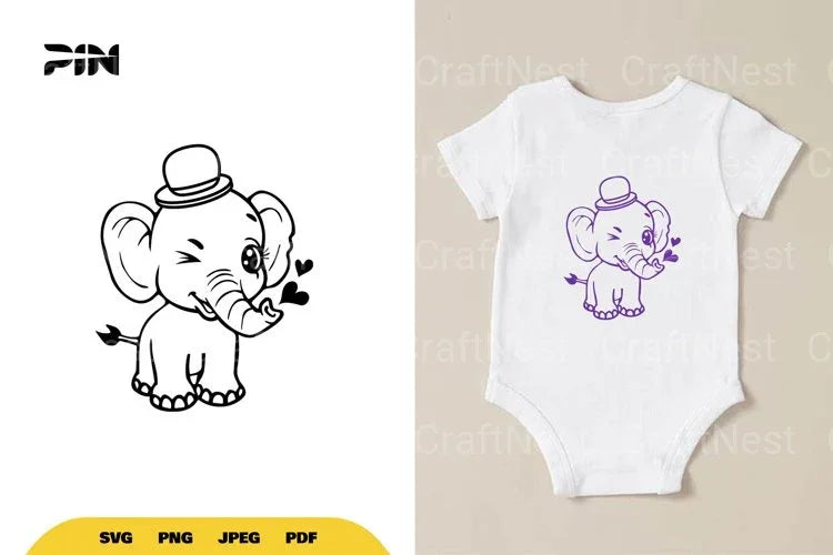 Kawaii Cute Elephant SVG Bundle - CraftNest - Digital Crafting and Art