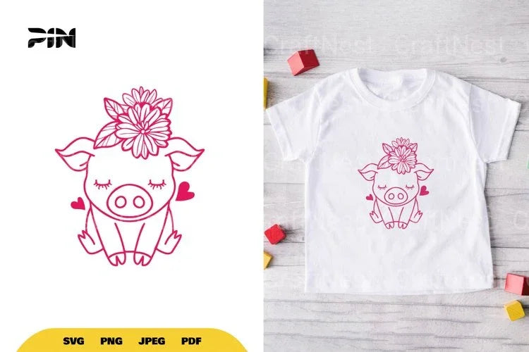 Kawaii Cute Pig SVG Bundle - CraftNest - Digital Crafting and Art
