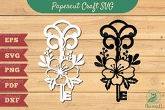 Key with Flower Papercut SVG Bundle - CraftNest - Digital Crafting and Art