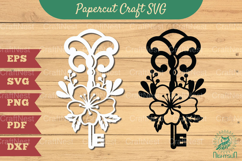 Key with Flower Papercut SVG Bundle - CraftNest - Digital Crafting and Art