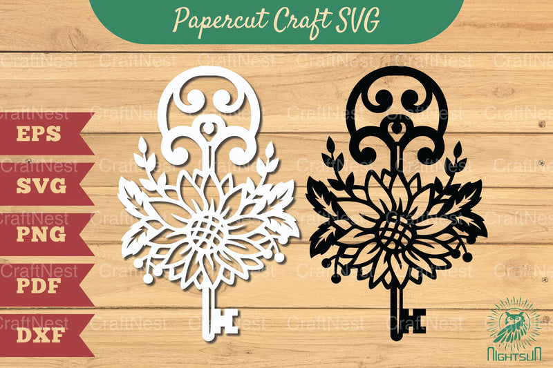 Key with Flower Papercut SVG Bundle - CraftNest - Digital Crafting and Art