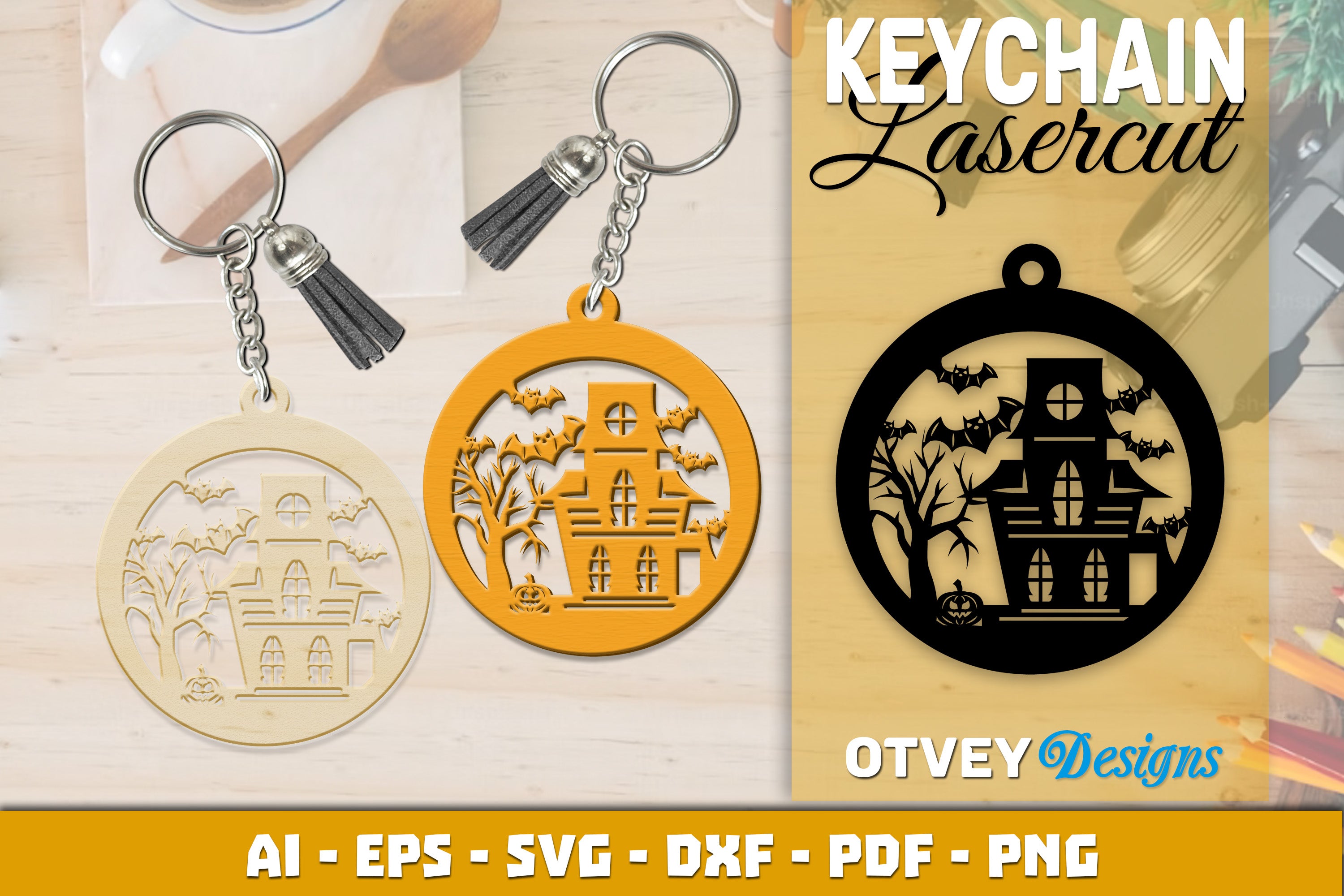 Keychain Halloween Lasercut SVG Bundle 219 - CraftNest - Digital Crafting and Art