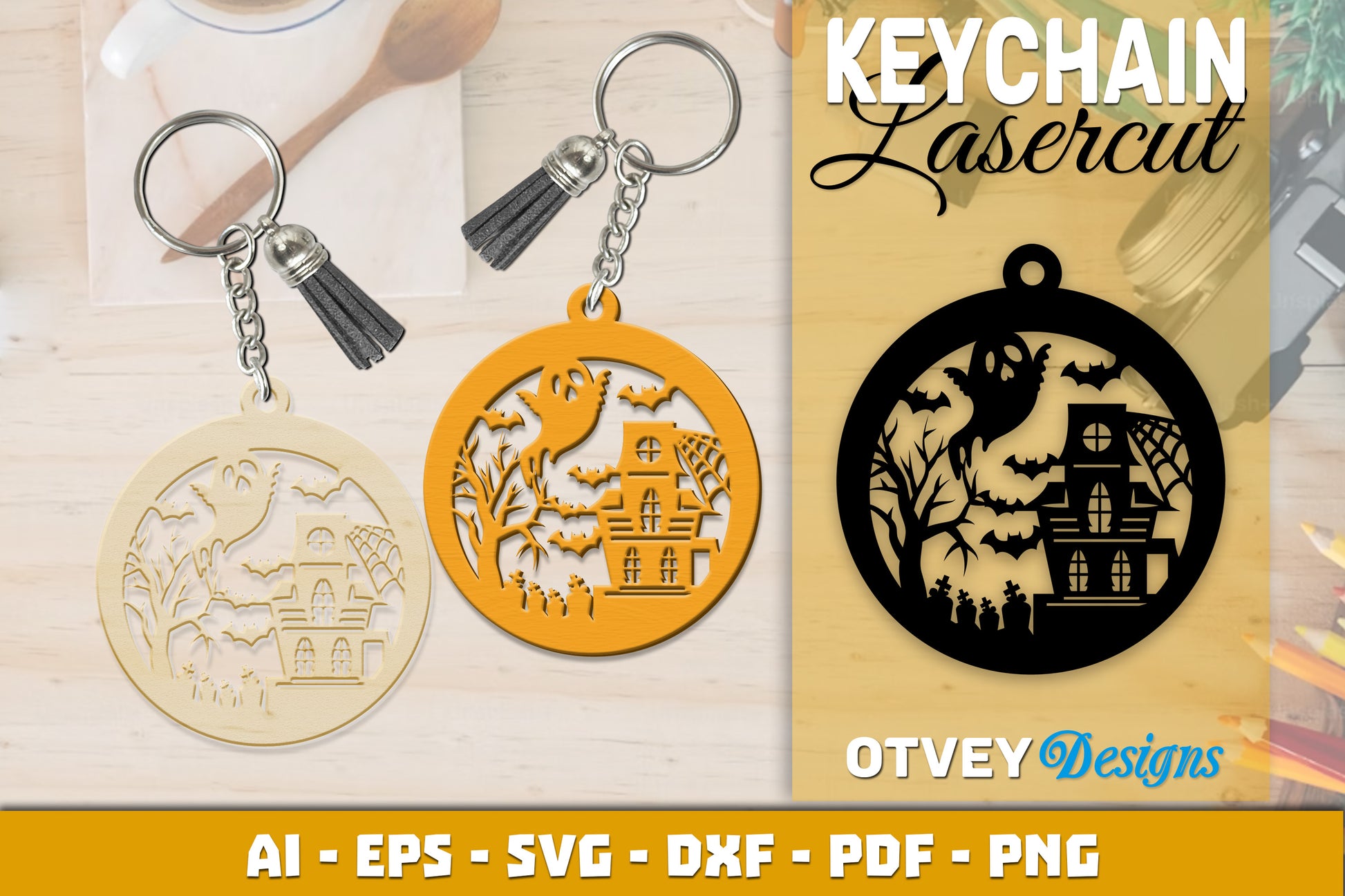 Keychain Halloween Lasercut SVG Bundle 224 - CraftNest - Digital Crafting and Art