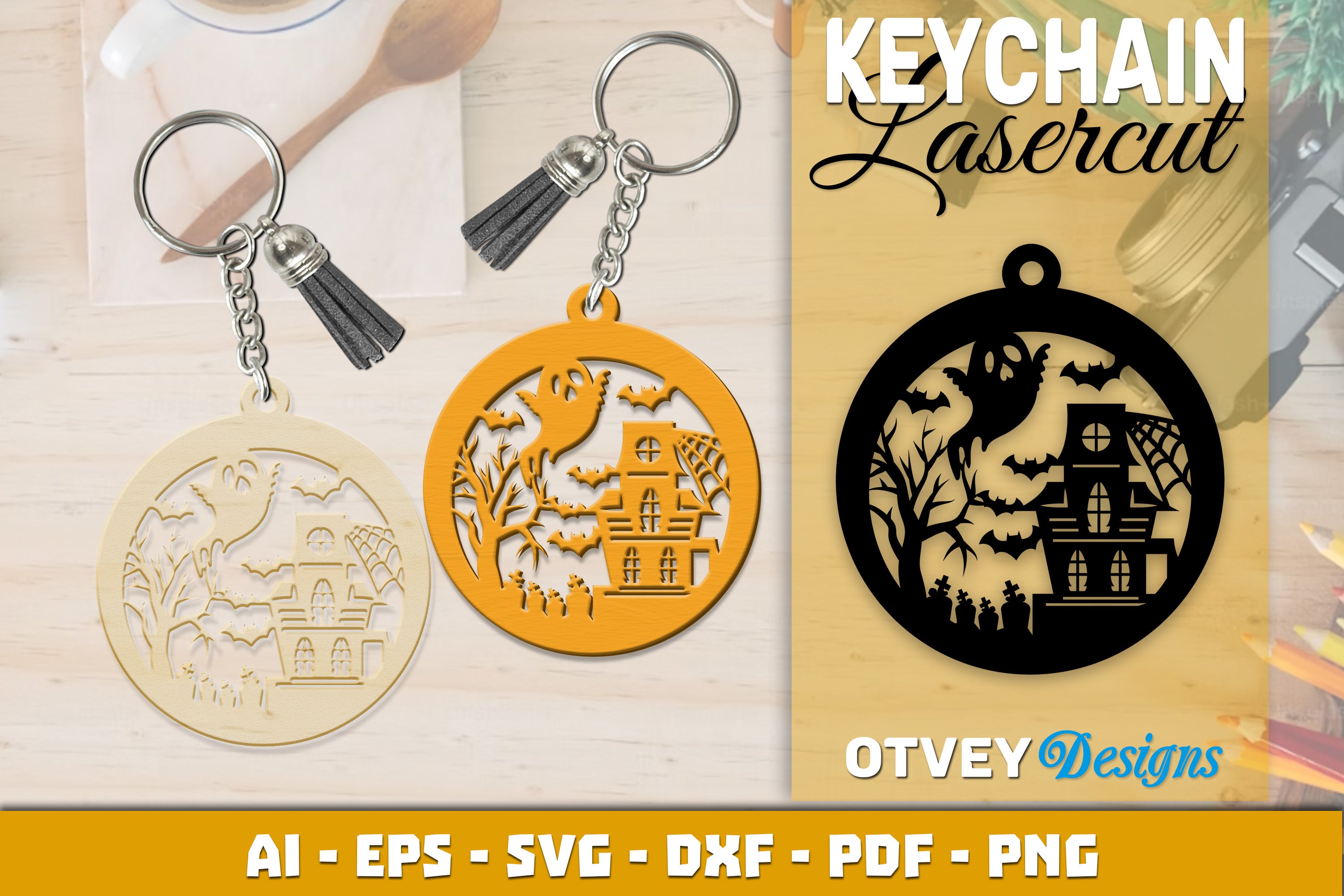 Keychain Halloween Lasercut SVG Bundle 224 - CraftNest - Digital Crafting and Art