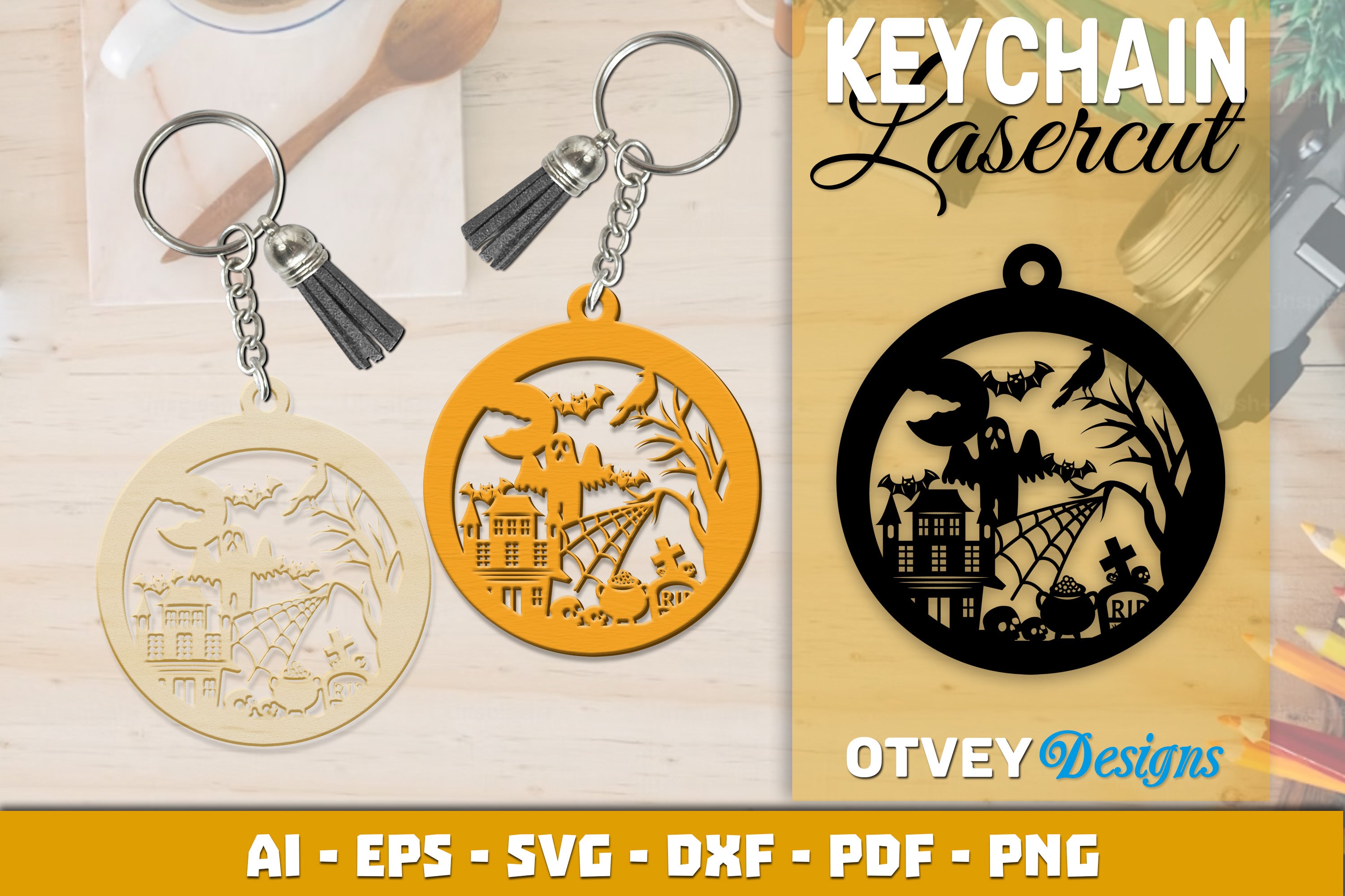 Keychain Halloween Lasercut SVG Bundle 227 - CraftNest - Digital Crafting and Art