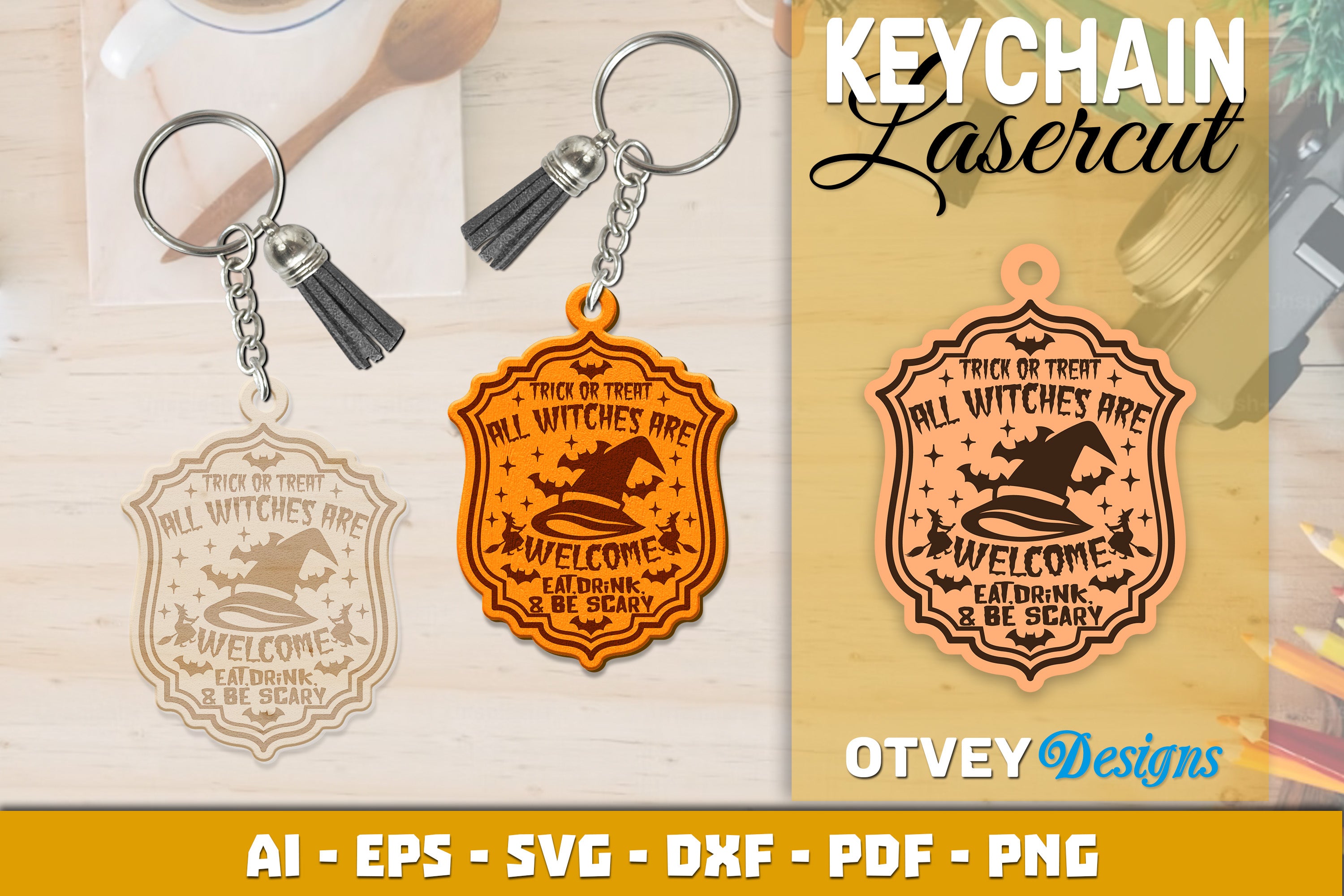 Keychain Halloween Lasercut SVG Bundle 209 - CraftNest - Digital Crafting and Art