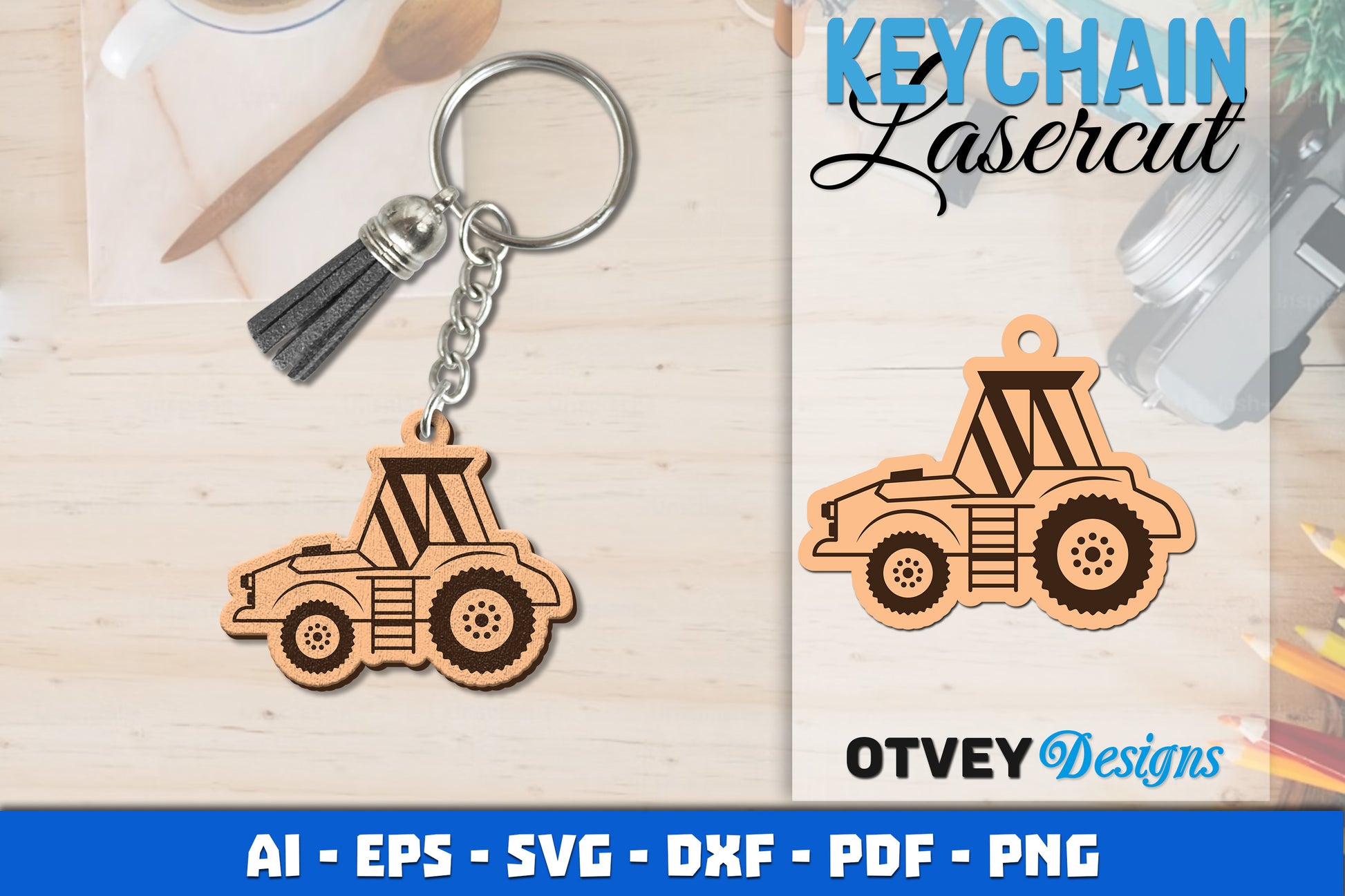Keychain Tractor Lasercut SVG Bundle 6 - CraftNest - Digital Crafting and Art