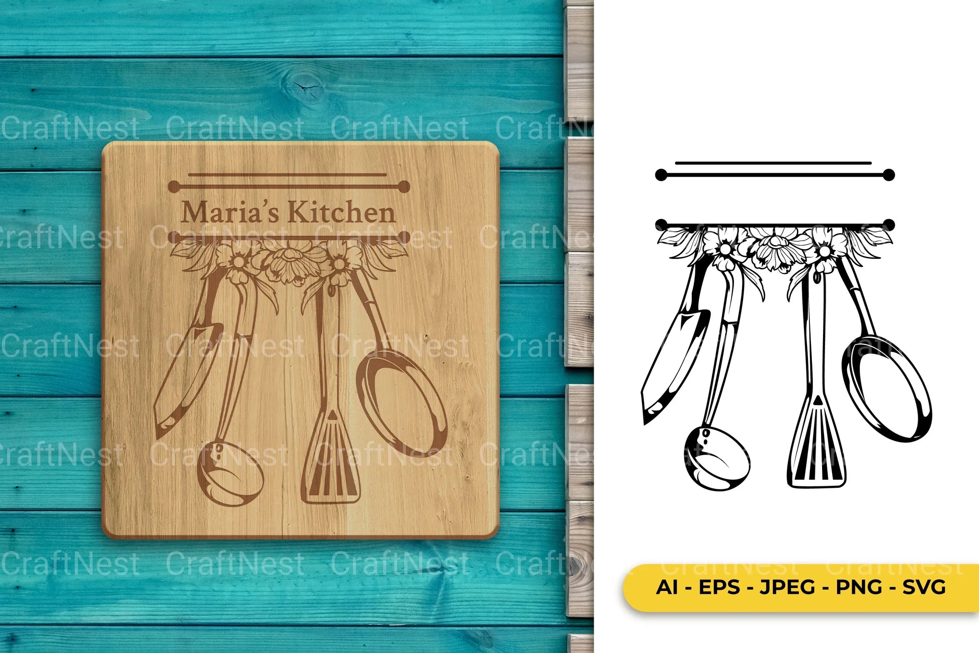 Kitchen Baking Split Monogram SVG Bundle - CraftNest - Digital Crafting and Art