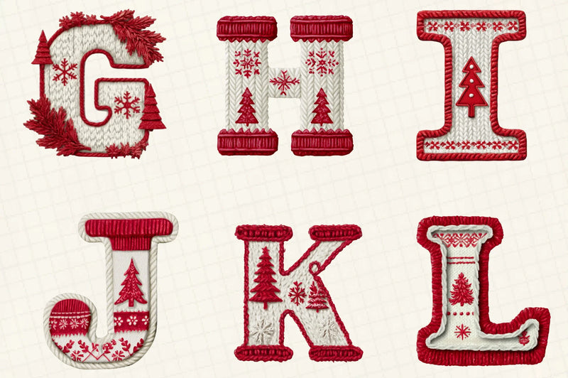 Knitted Christmas Alphabet Clipart Bundle - CraftNest - Digital Crafting and Art