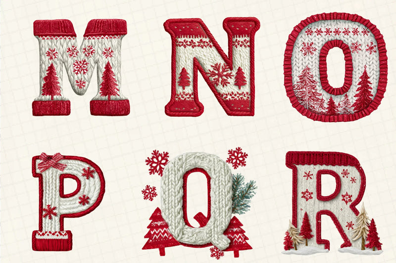 Knitted Christmas Alphabet Clipart Bundle - CraftNest - Digital Crafting and Art
