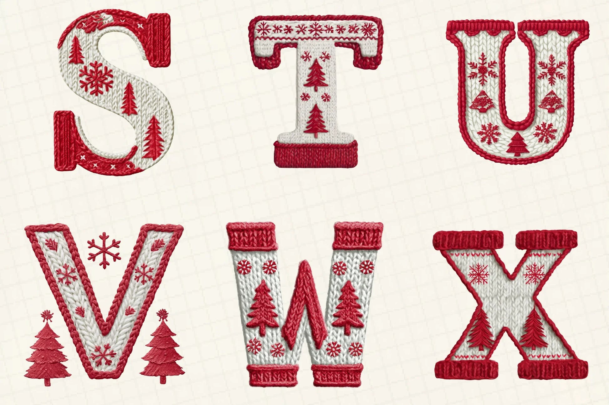 Knitted Christmas Alphabet Clipart Bundle - CraftNest - Digital Crafting and Art