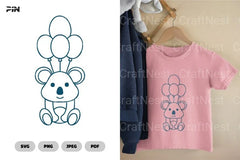 Koala Flying with Balloons Birthday Clipart Bundle - CraftNest - Digital Crafting and Art