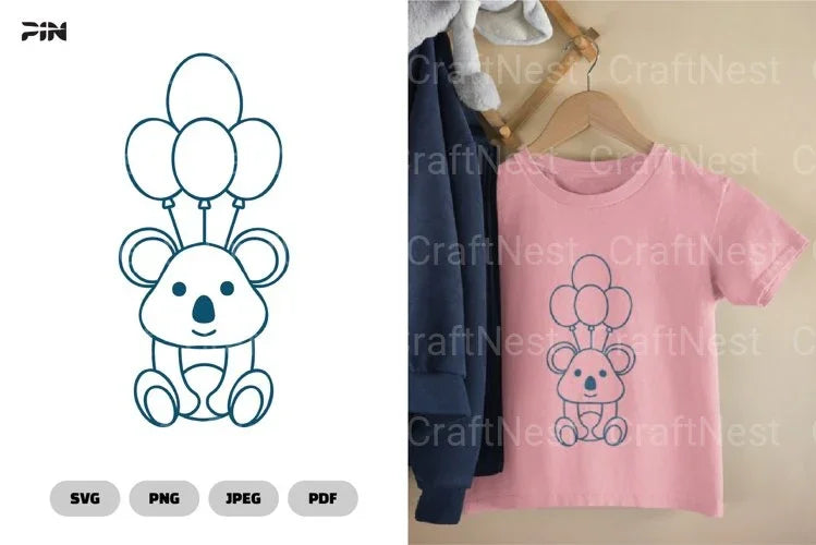 Koala Flying with Balloons Birthday Clipart Bundle - CraftNest - Digital Crafting and Art