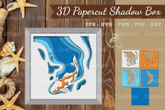 Koi Fish 3D Papercut Shadow Box Clipart Bundle - CraftNest - Digital Crafting and Art