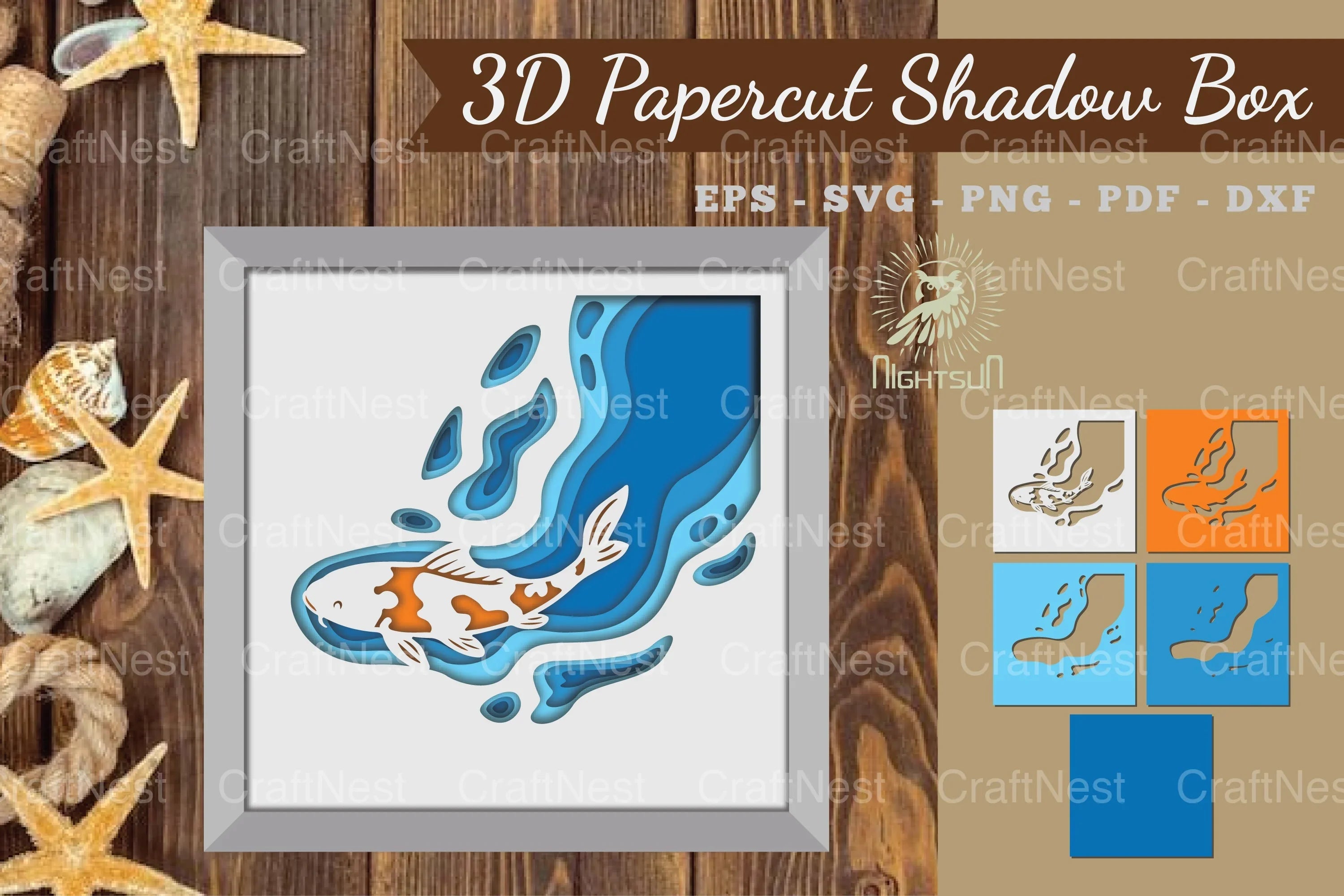 Koi Fish 3D Papercut Shadow Box Clipart Bundle - CraftNest - Digital Crafting and Art