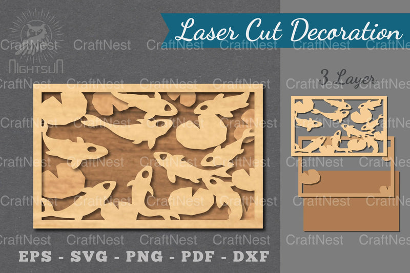 Koi Fish Laser Cut Decoration Clipart Bundle - CraftNest - Digital Crafting and Art