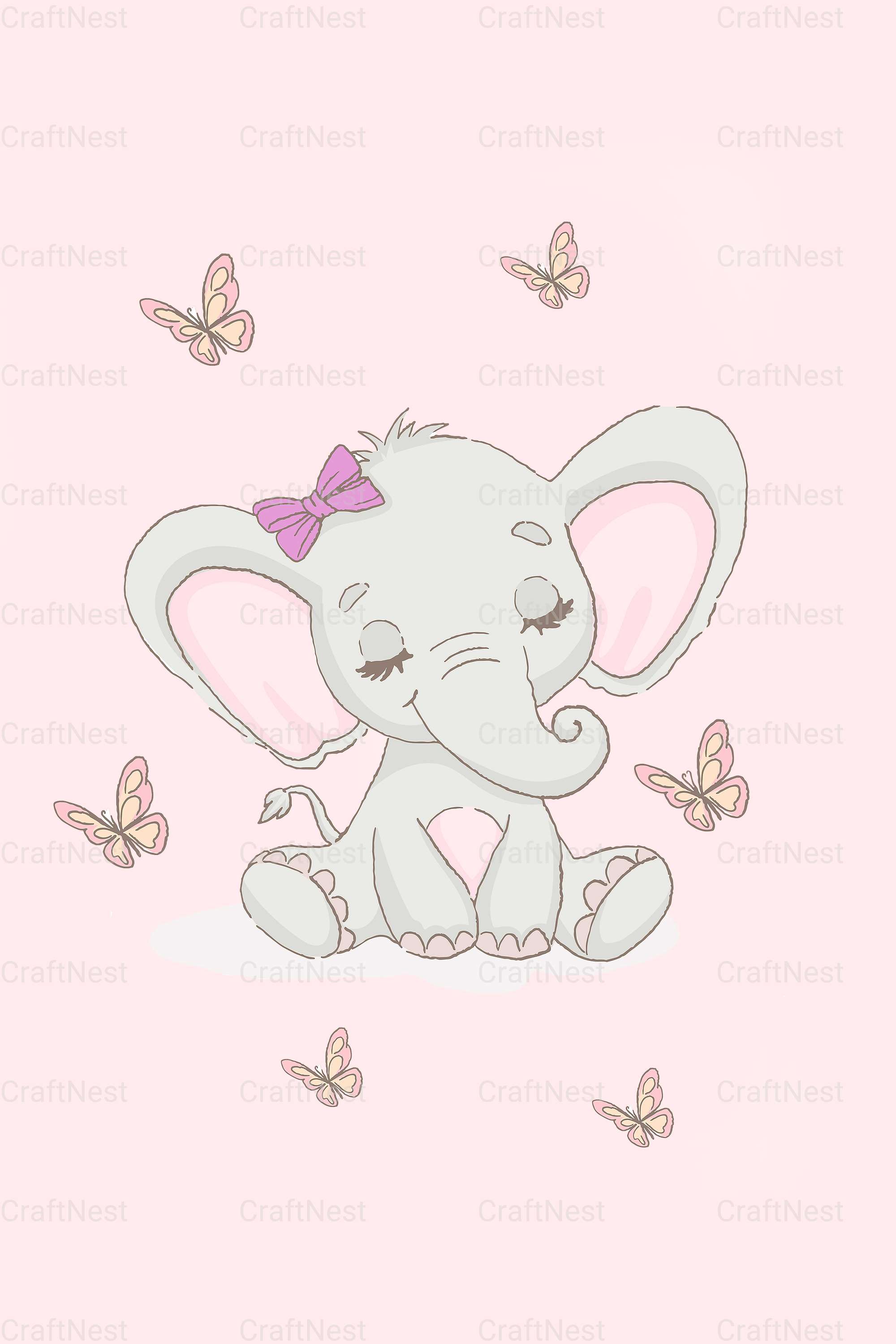 Little Elephant Nursery Wall Art - CraftNest - Digital Crafting and Art