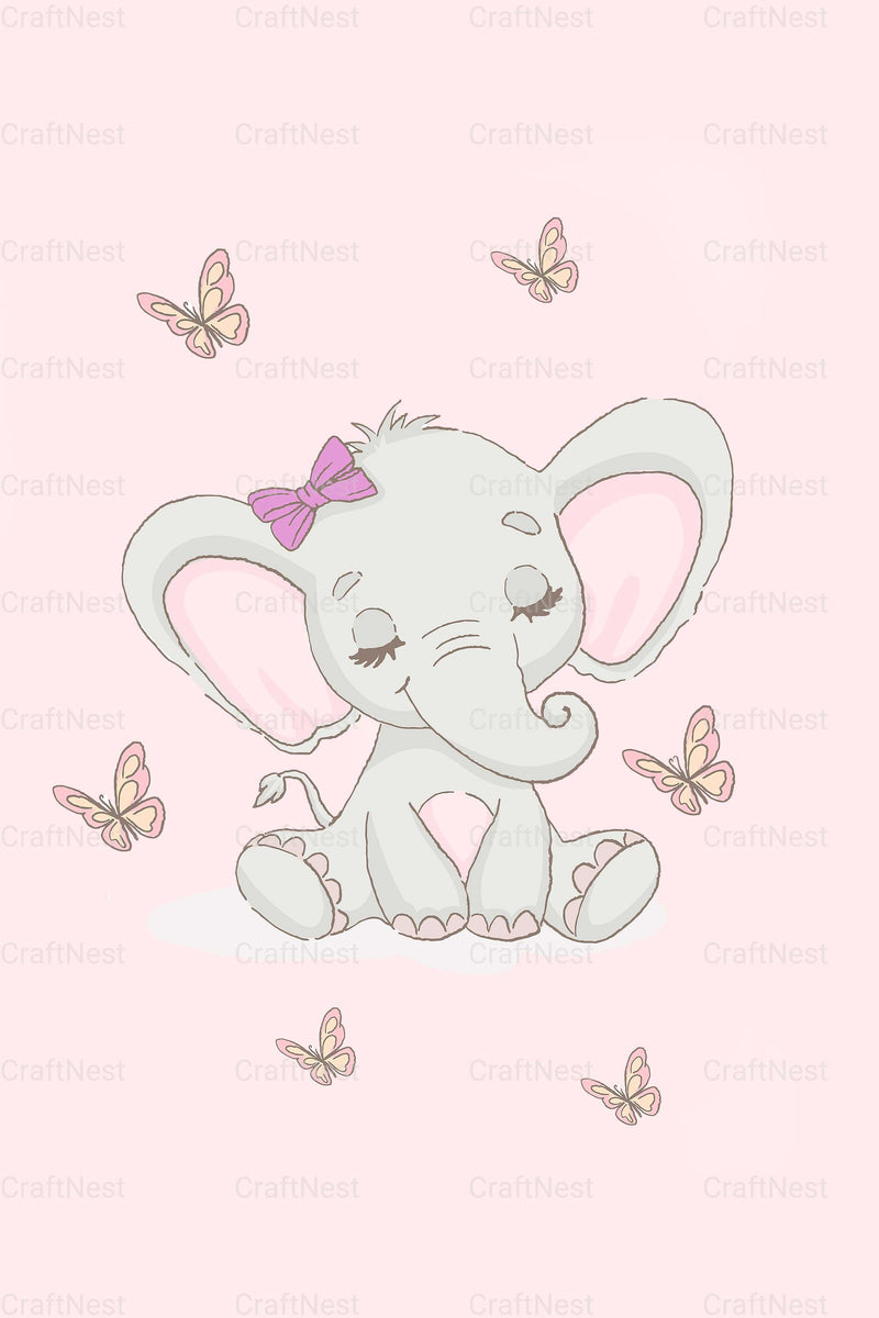 Little Elephant Nursery Wall Art - CraftNest - Digital Crafting and Art