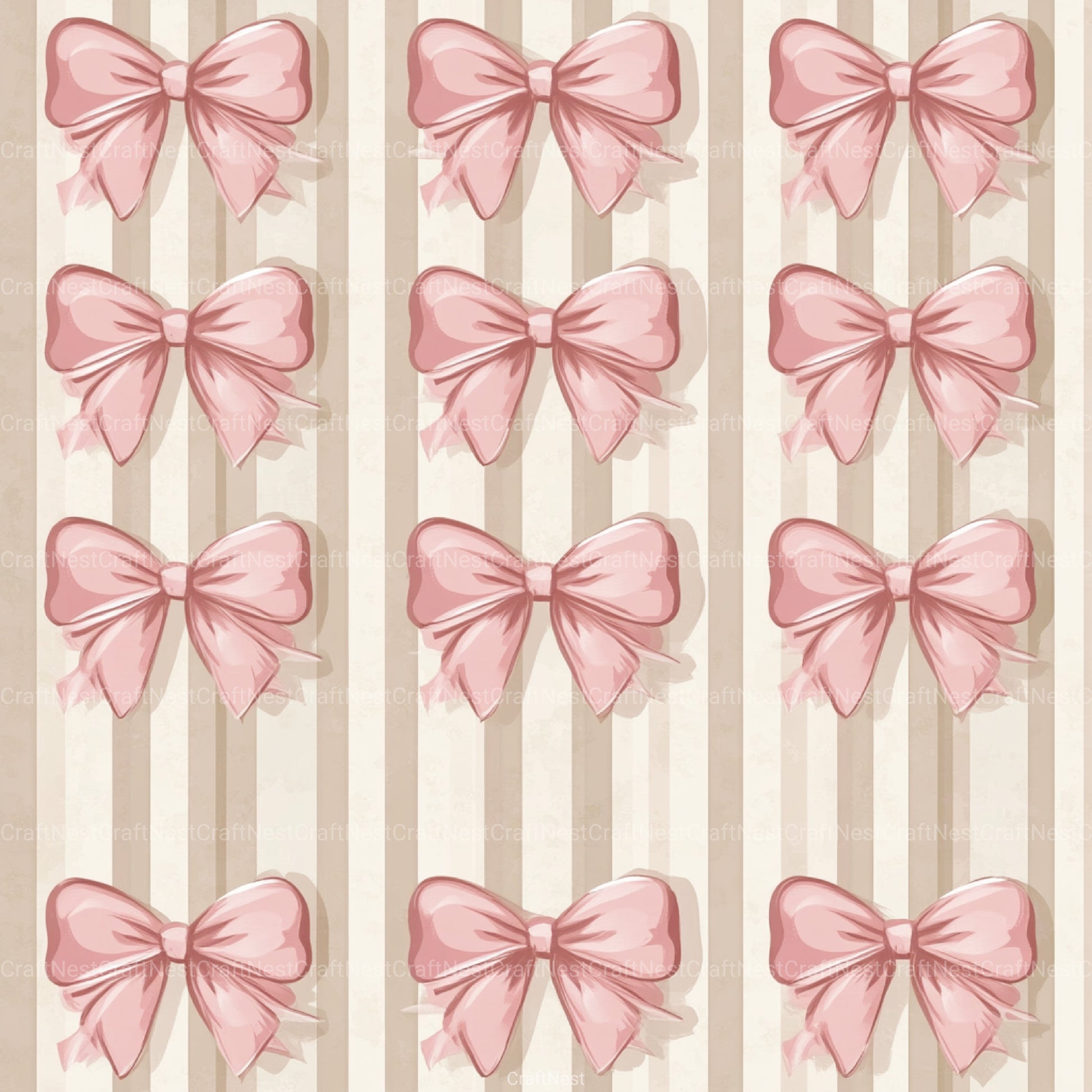 Coquette Bow Pattern Seamless Digital Paper - CraftNest - Digital Crafting and Art