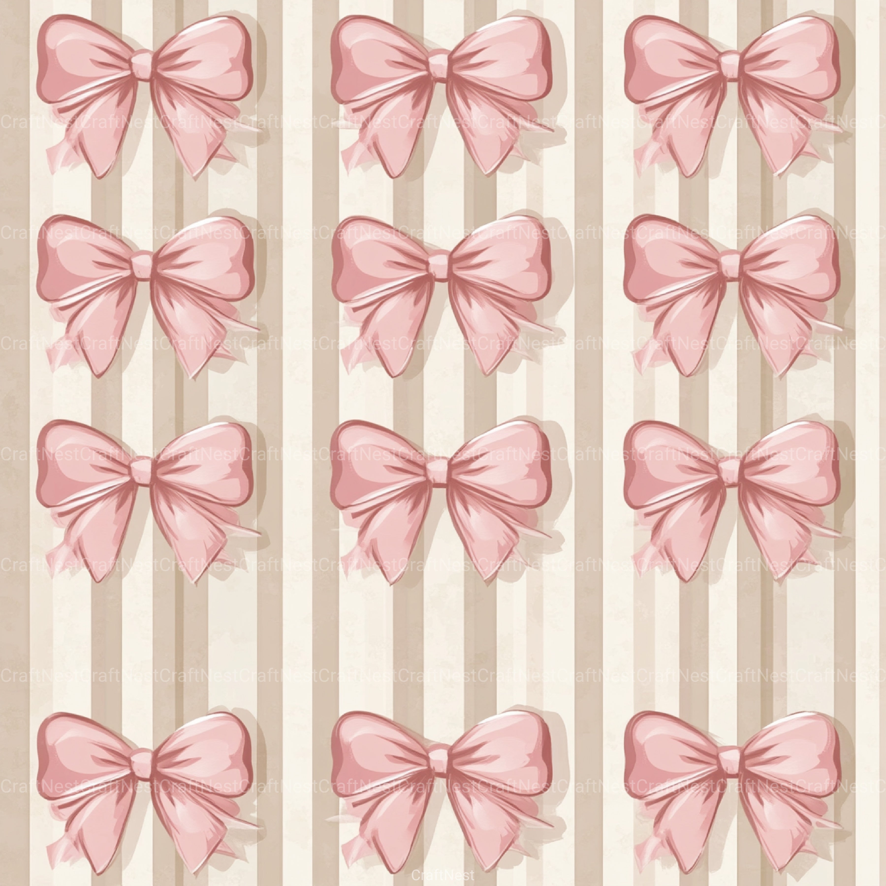 Coquette Bow Pattern Seamless Digital Paper - CraftNest - Digital Crafting and Art