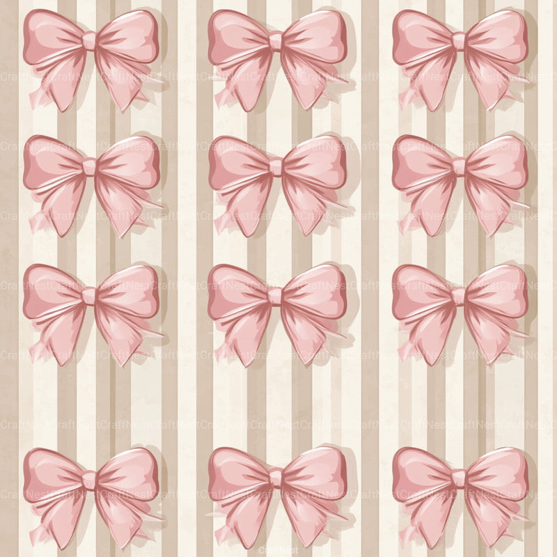Coquette Bow Pattern Seamless Digital Paper - CraftNest - Digital Crafting and Art