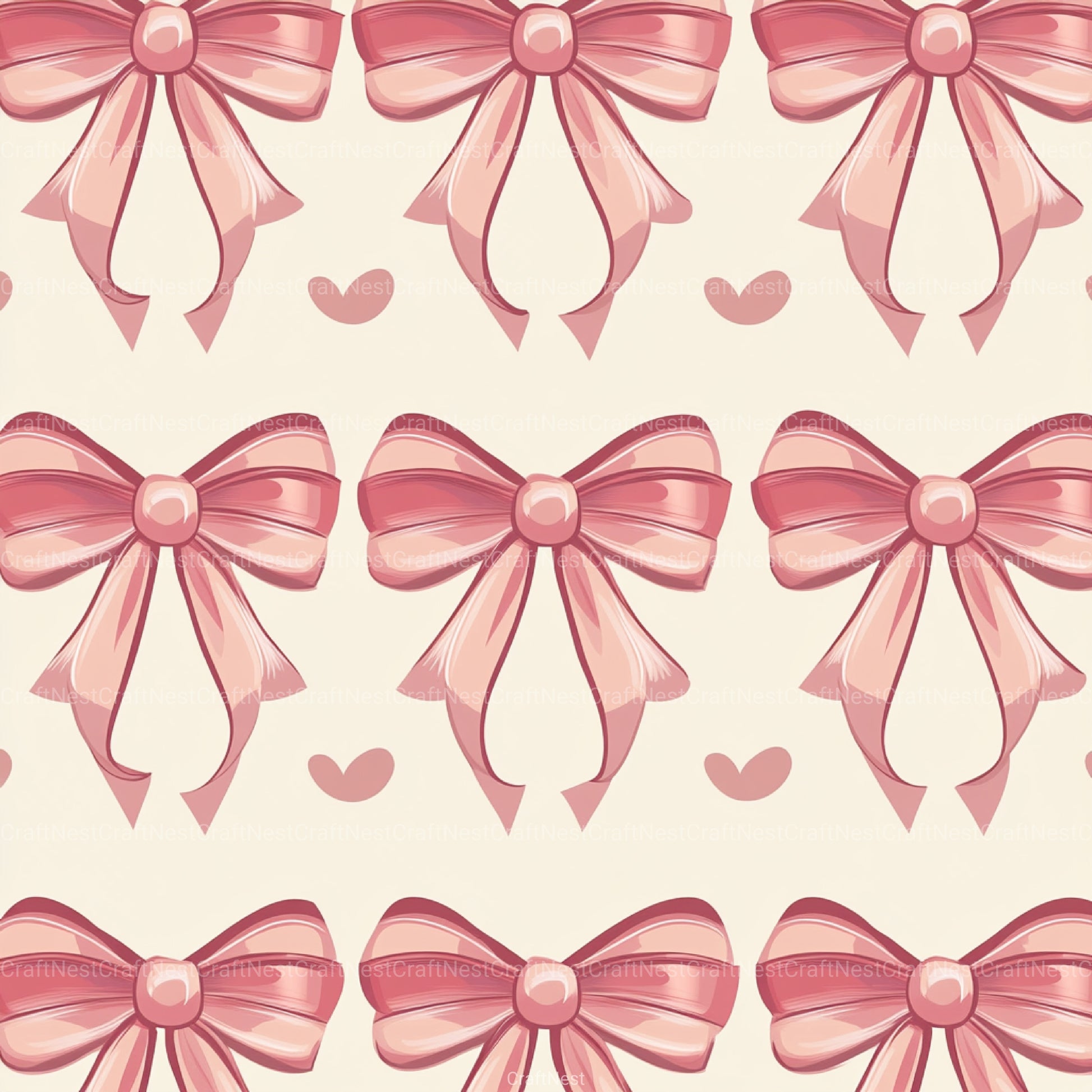 Coquette Bow Pattern Seamless Digital Paper - CraftNest - Digital Crafting and Art