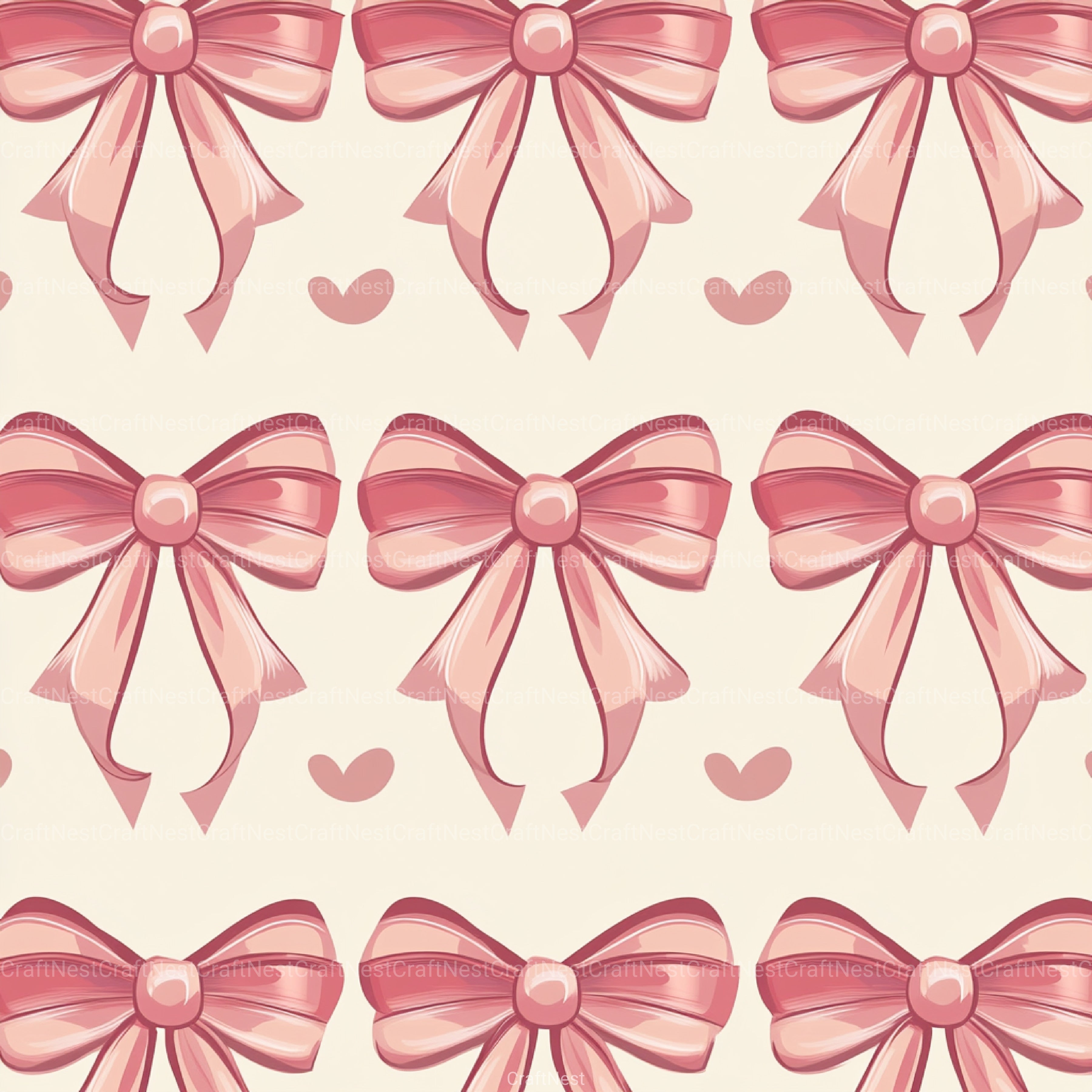 Coquette Bow Pattern Seamless Digital Paper - CraftNest - Digital Crafting and Art