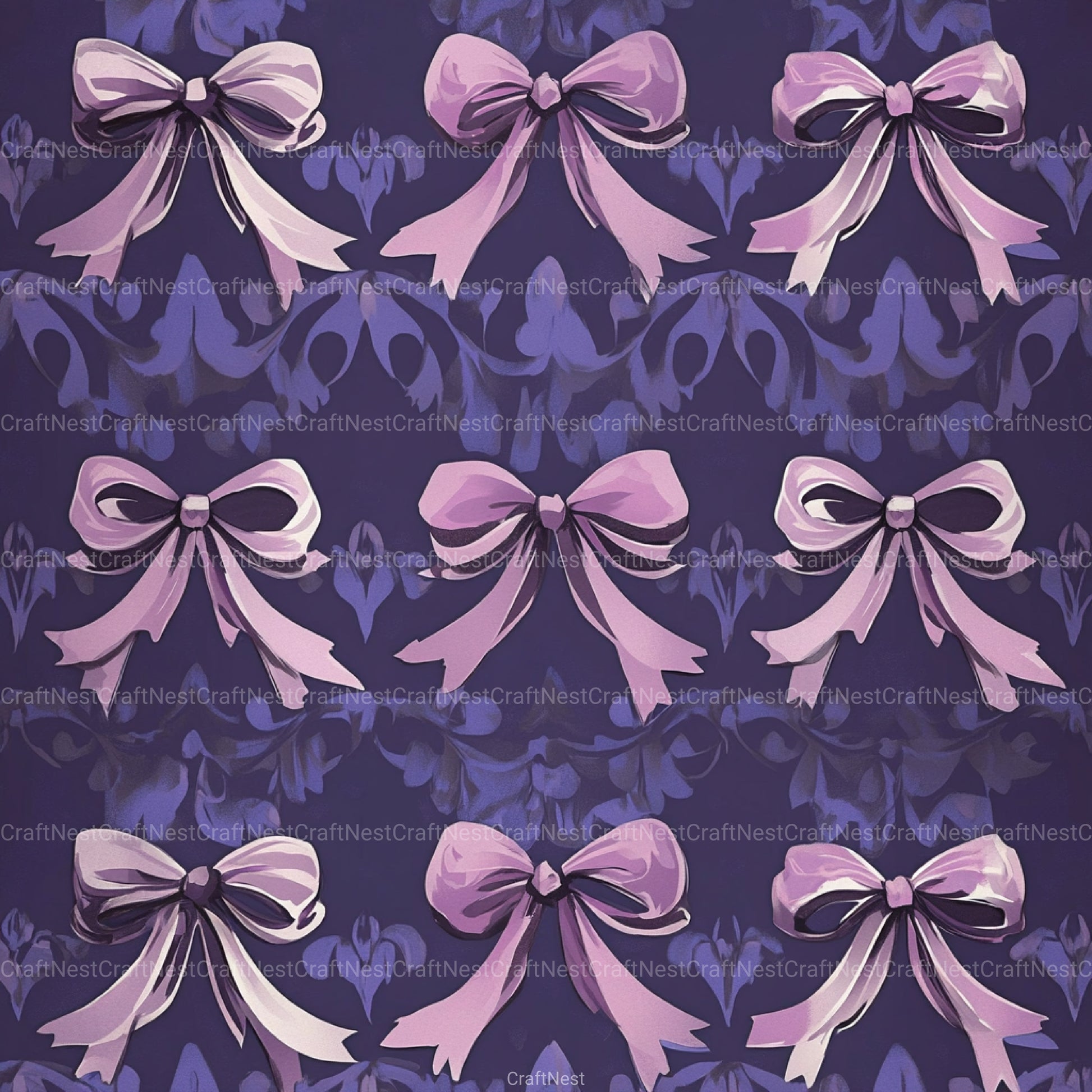 Coquette Bow Pattern Seamless Digital Paper - CraftNest - Digital Crafting and Art