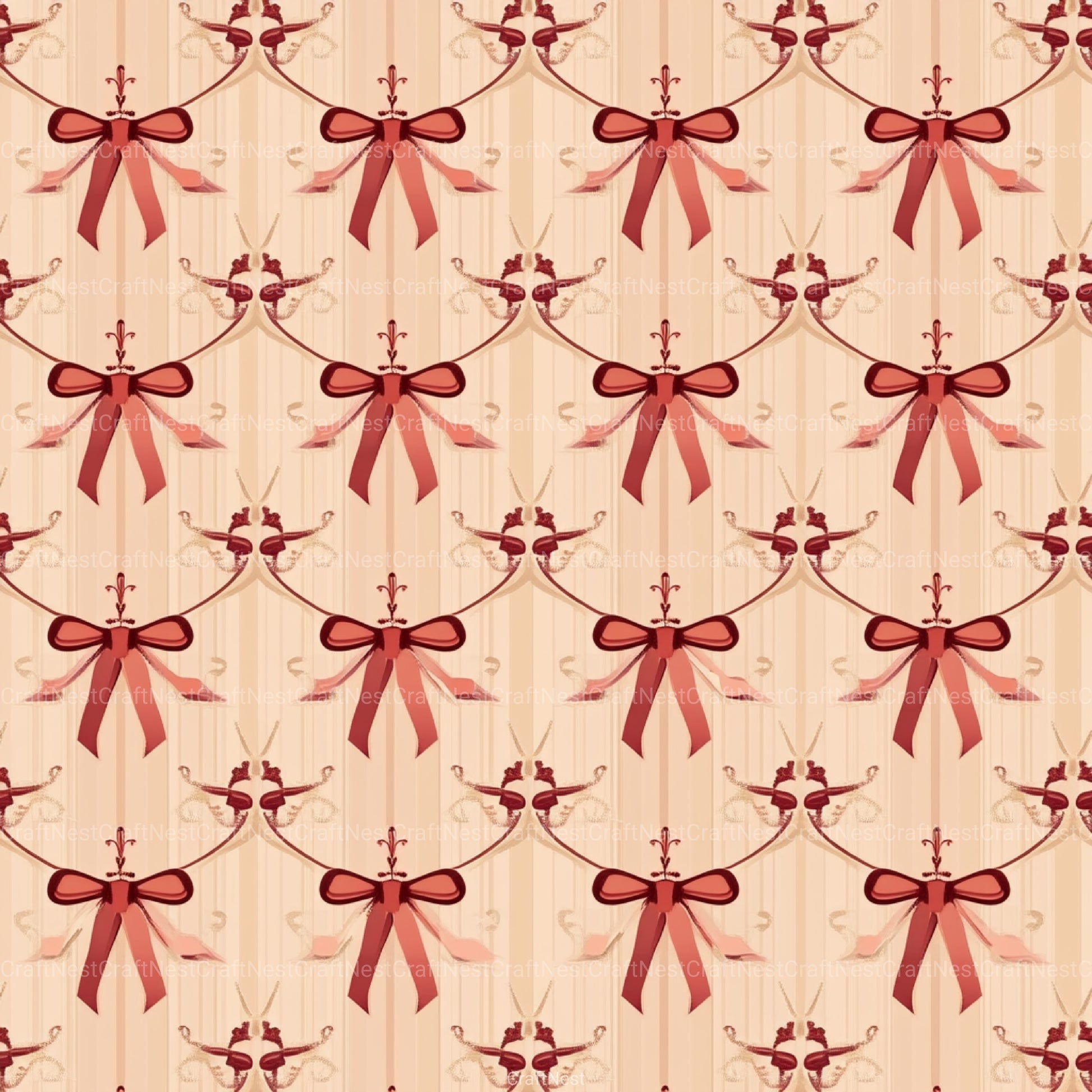 Coquette Bow Pattern Seamless Digital Paper - CraftNest - Digital Crafting and Art