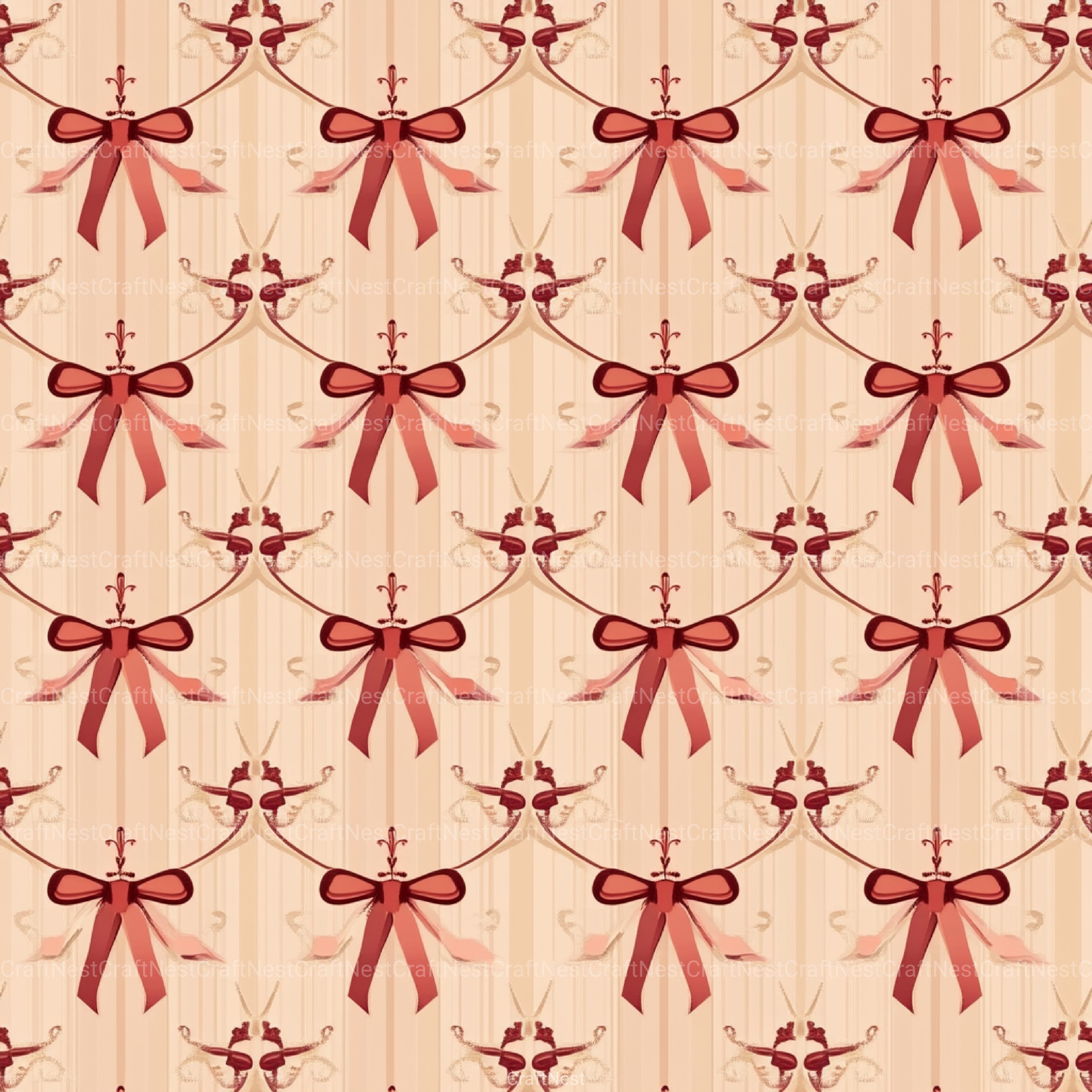 Coquette Bow Pattern Seamless Digital Paper - CraftNest - Digital Crafting and Art