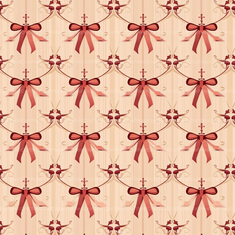 Coquette Bow Pattern Seamless Digital Paper - CraftNest - Digital Crafting and Art