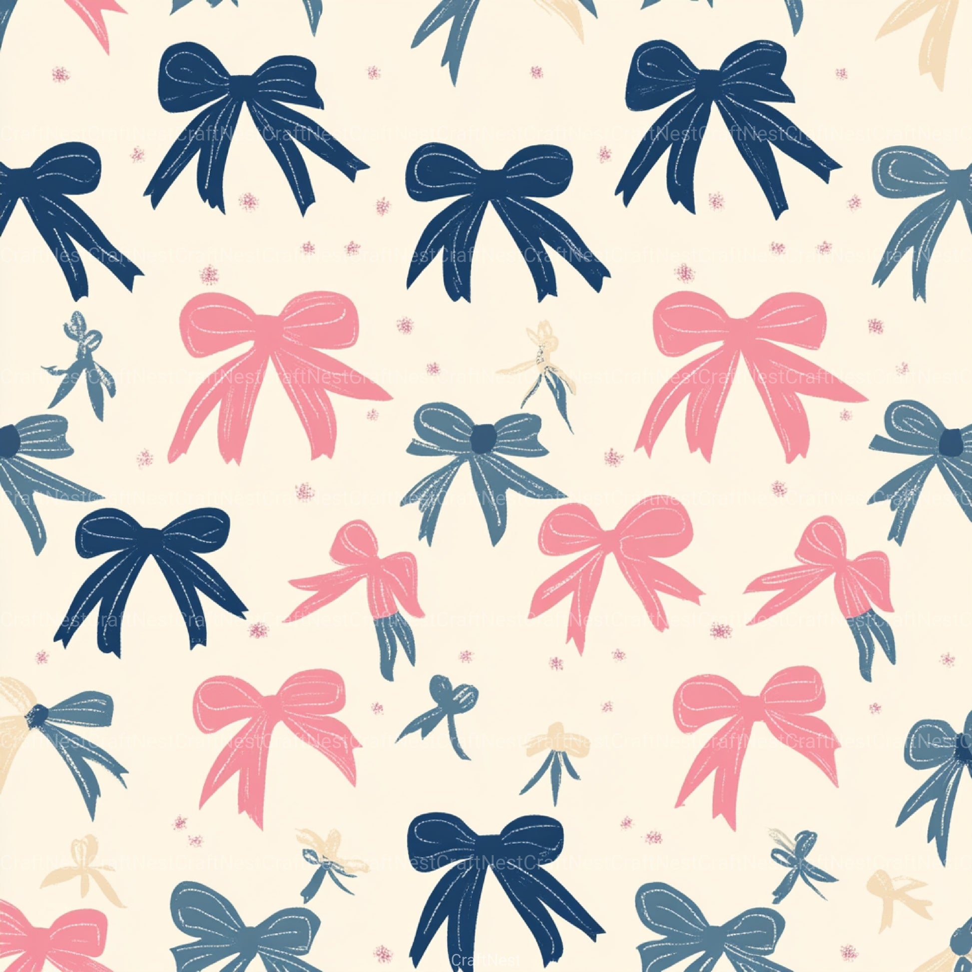 Coquette Bow Pattern Seamless Digital Paper - CraftNest - Digital Crafting and Art