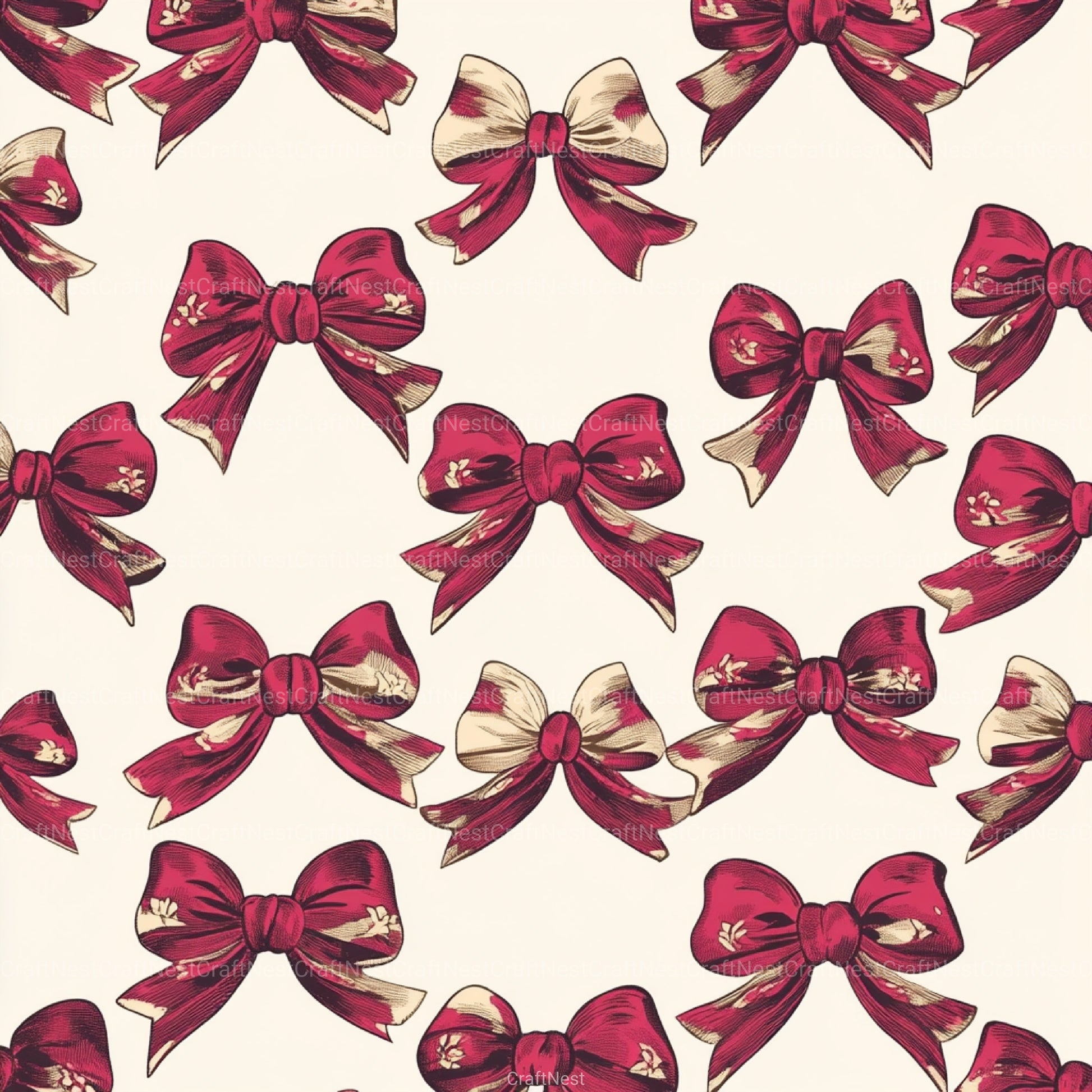 Coquette Bow Pattern Seamless Digital Paper - CraftNest - Digital Crafting and Art