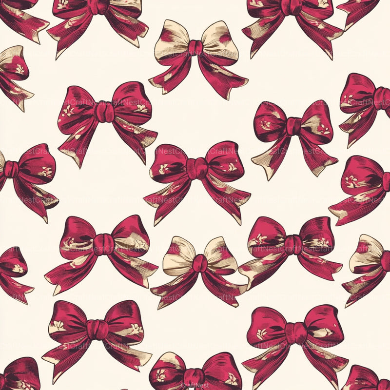 Coquette Bow Pattern Seamless Digital Paper - CraftNest - Digital Crafting and Art