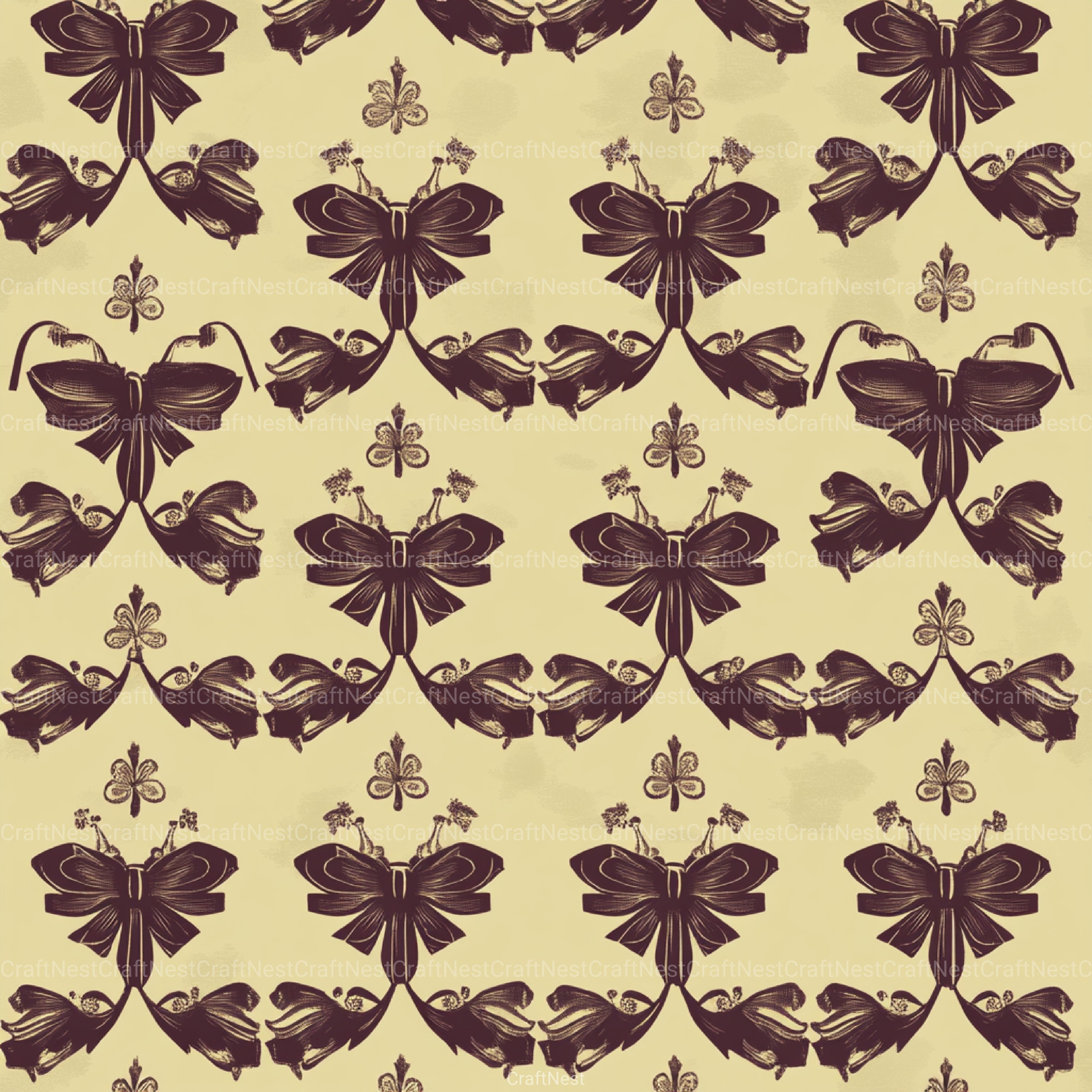 Coquette Bow Pattern Seamless Digital Paper - CraftNest - Digital Crafting and Art