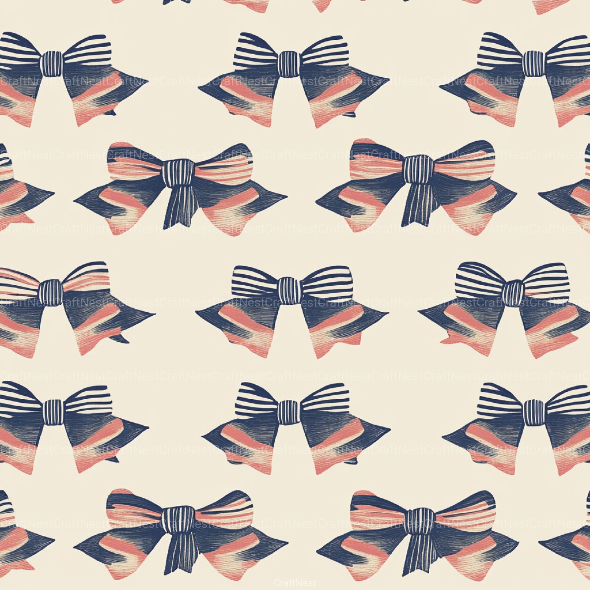 Coquette Bow Pattern Seamless Digital Paper - CraftNest - Digital Crafting and Art