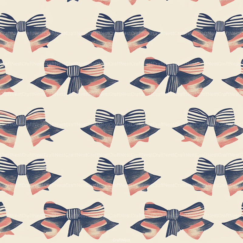 Coquette Bow Pattern Seamless Digital Paper - CraftNest - Digital Crafting and Art