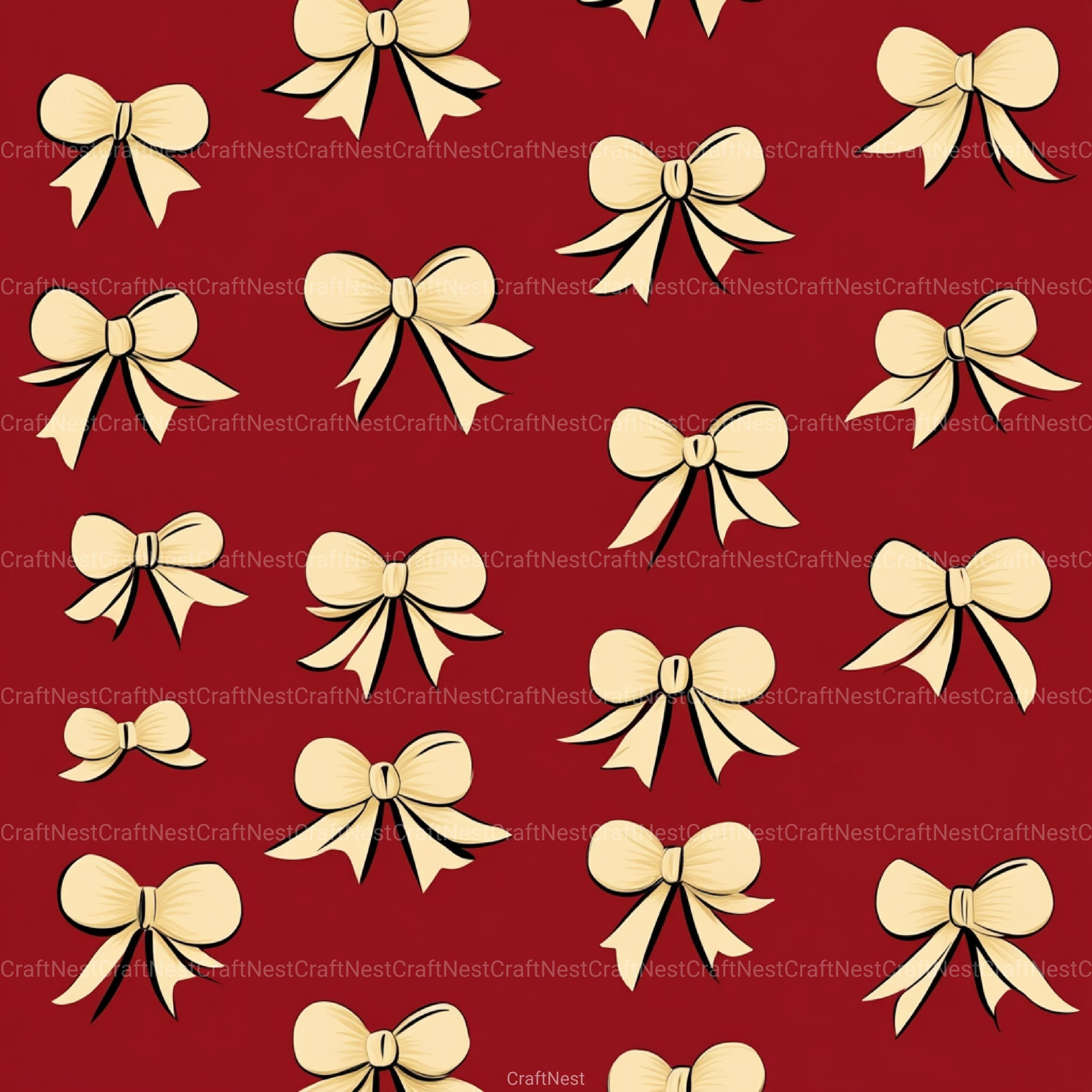 Coquette Bow Pattern Seamless Digital Paper - CraftNest - Digital Crafting and Art