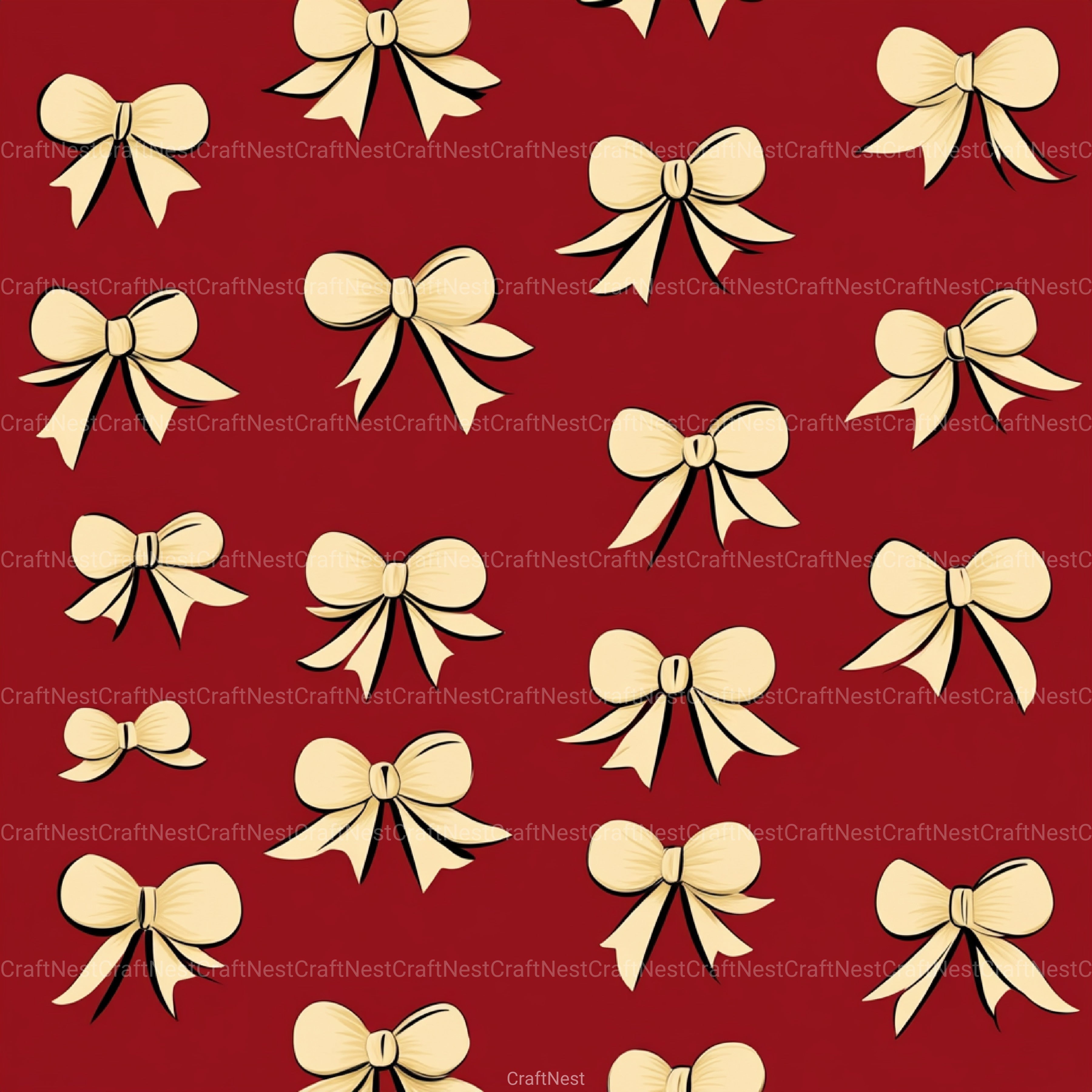 Coquette Bow Pattern Seamless Digital Paper - CraftNest - Digital Crafting and Art
