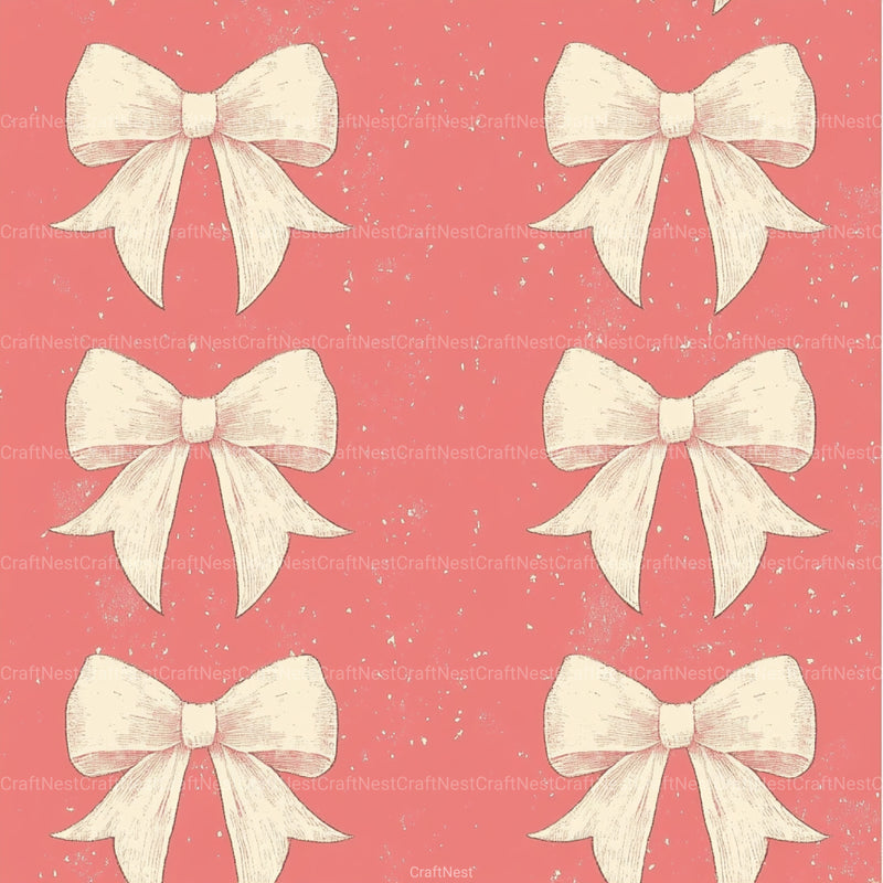 Coquette Bow Pattern Seamless Digital Paper - CraftNest - Digital Crafting and Art