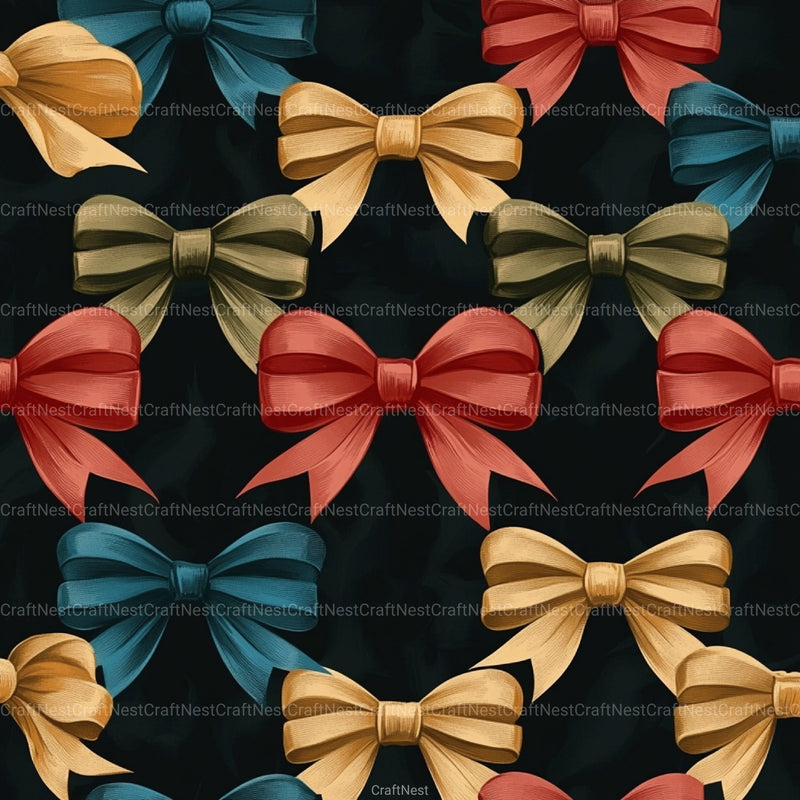 Coquette Bow Pattern Seamless Digital Paper - CraftNest - Digital Crafting and Art