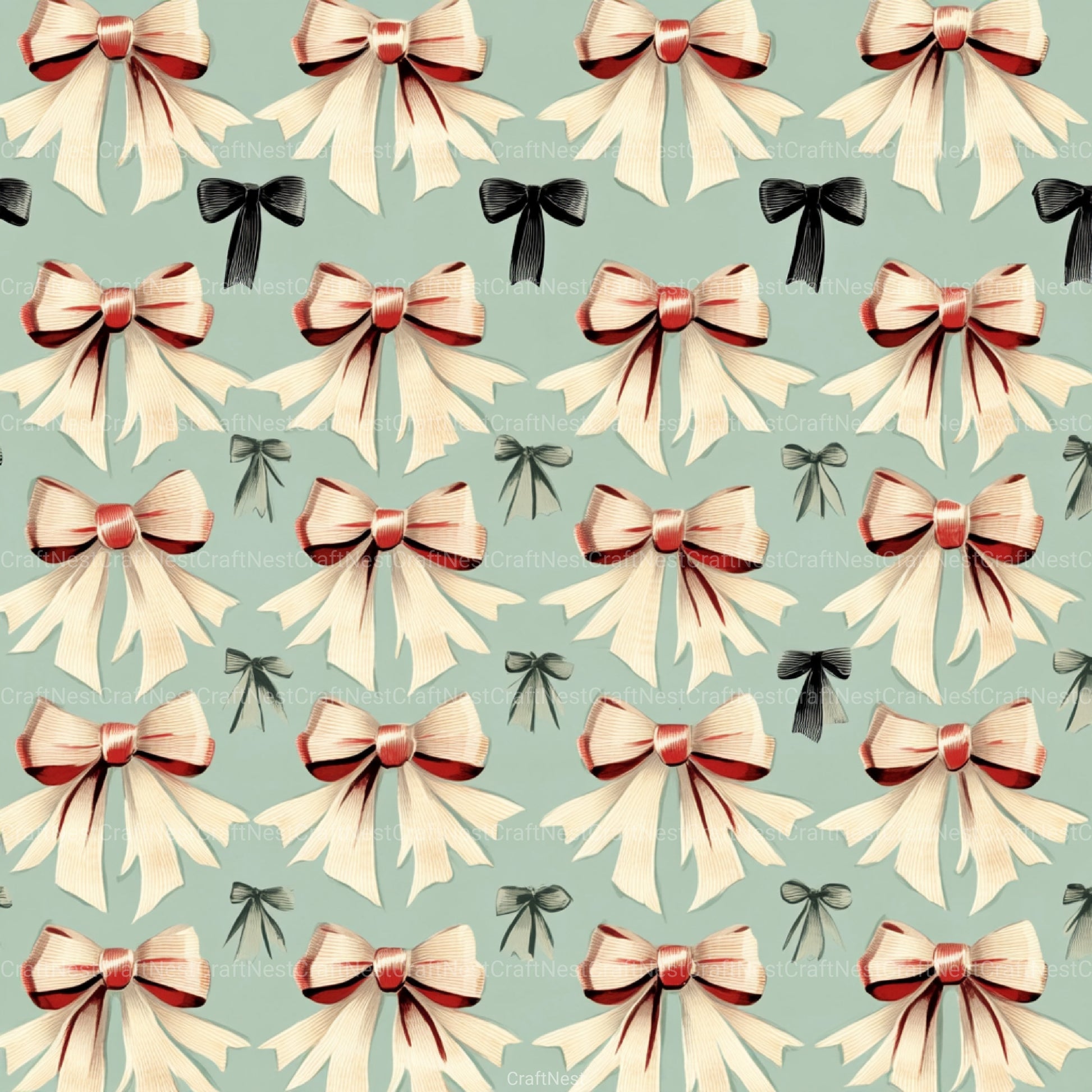 Coquette Bow Pattern Seamless Digital Paper - CraftNest - Digital Crafting and Art