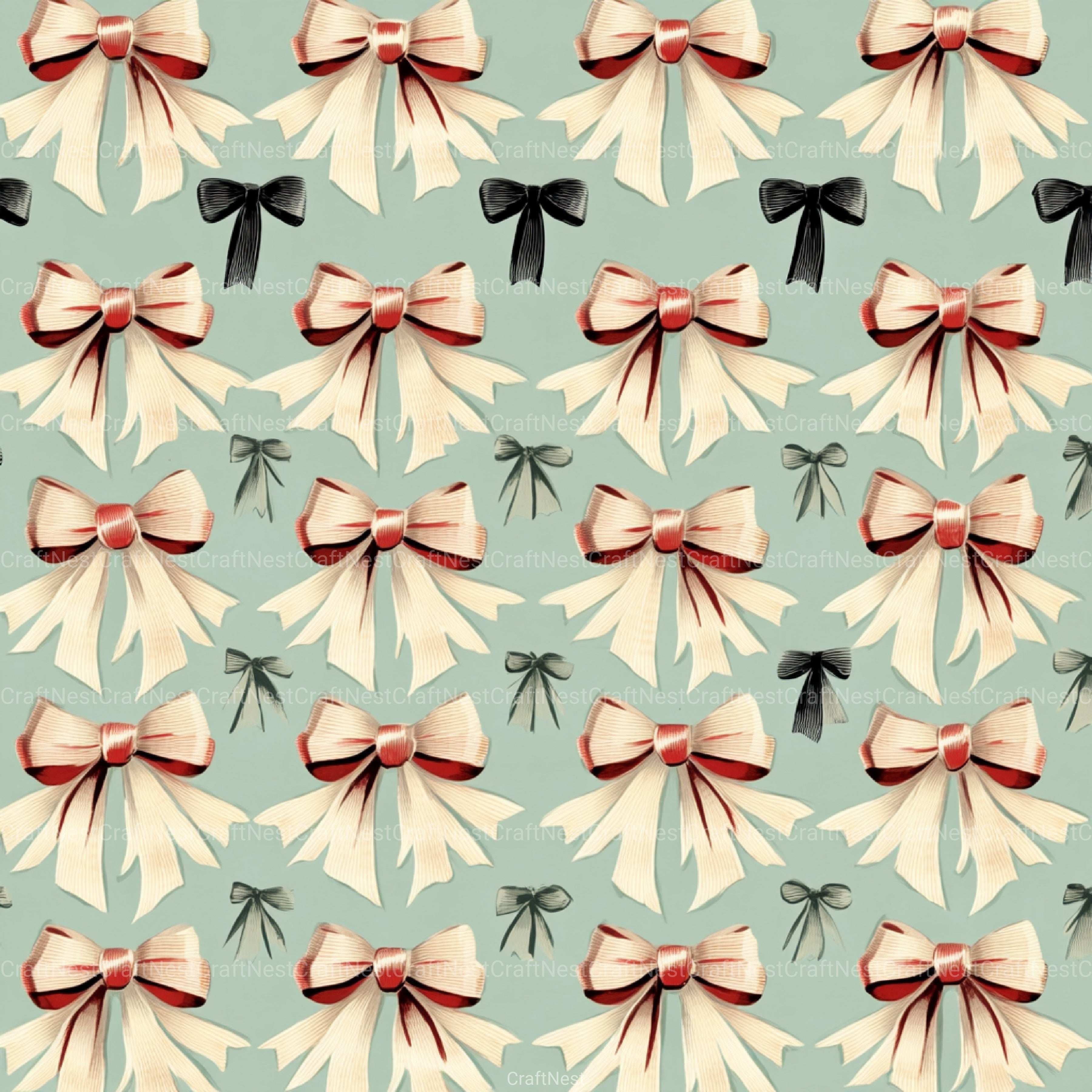 Coquette Bow Pattern Seamless Digital Paper - CraftNest - Digital Crafting and Art