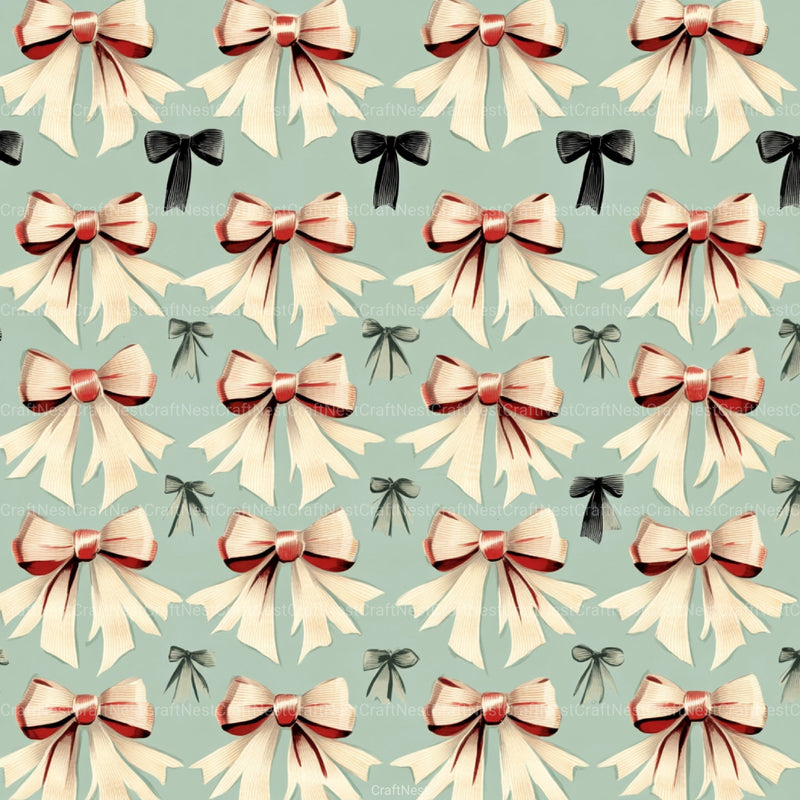 Coquette Bow Pattern Seamless Digital Paper - CraftNest - Digital Crafting and Art