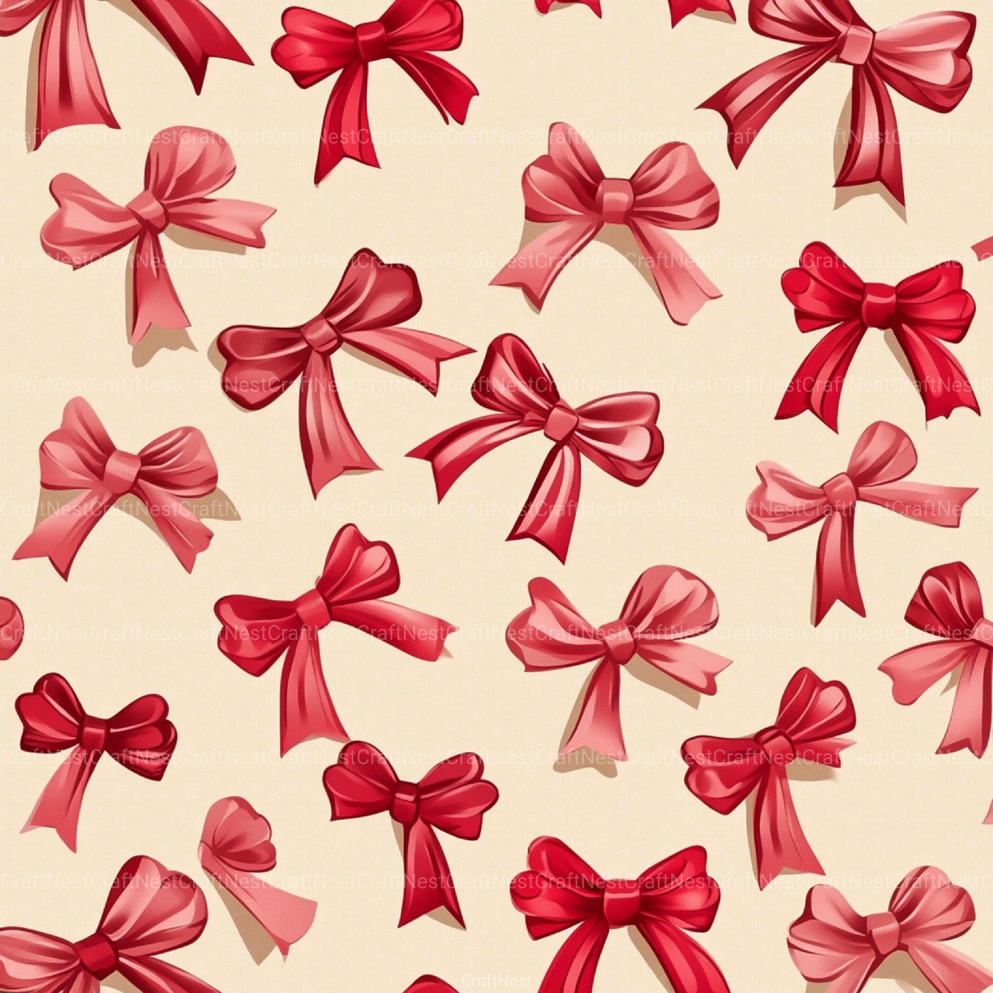 Coquette Bow Pattern Seamless Digital Paper - CraftNest - Digital Crafting and Art