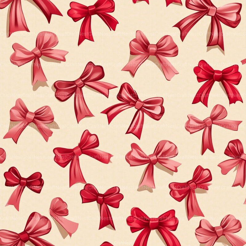 Coquette Bow Pattern Seamless Digital Paper - CraftNest - Digital Crafting and Art