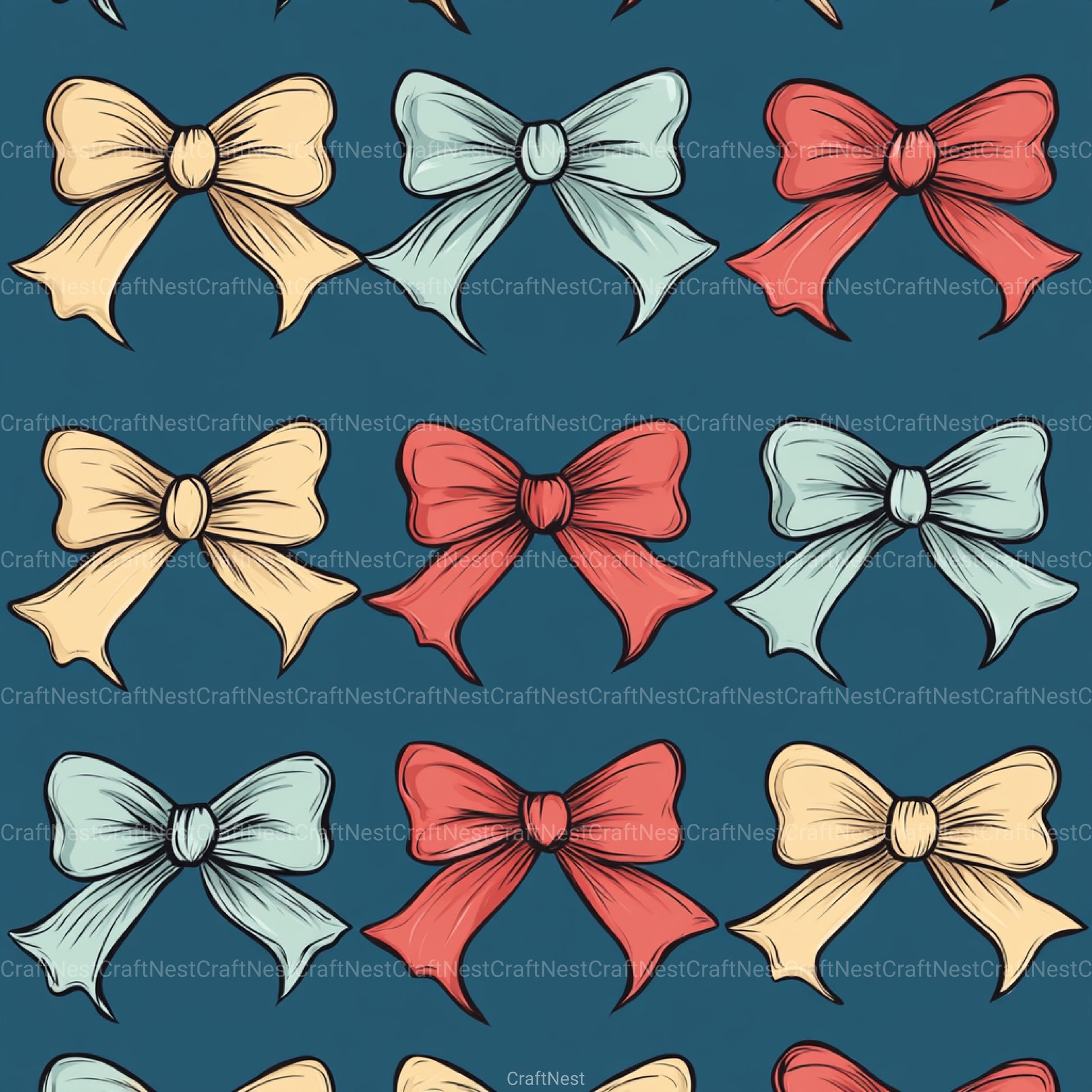 Coquette Bow Pattern Seamless Digital Paper - CraftNest - Digital Crafting and Art